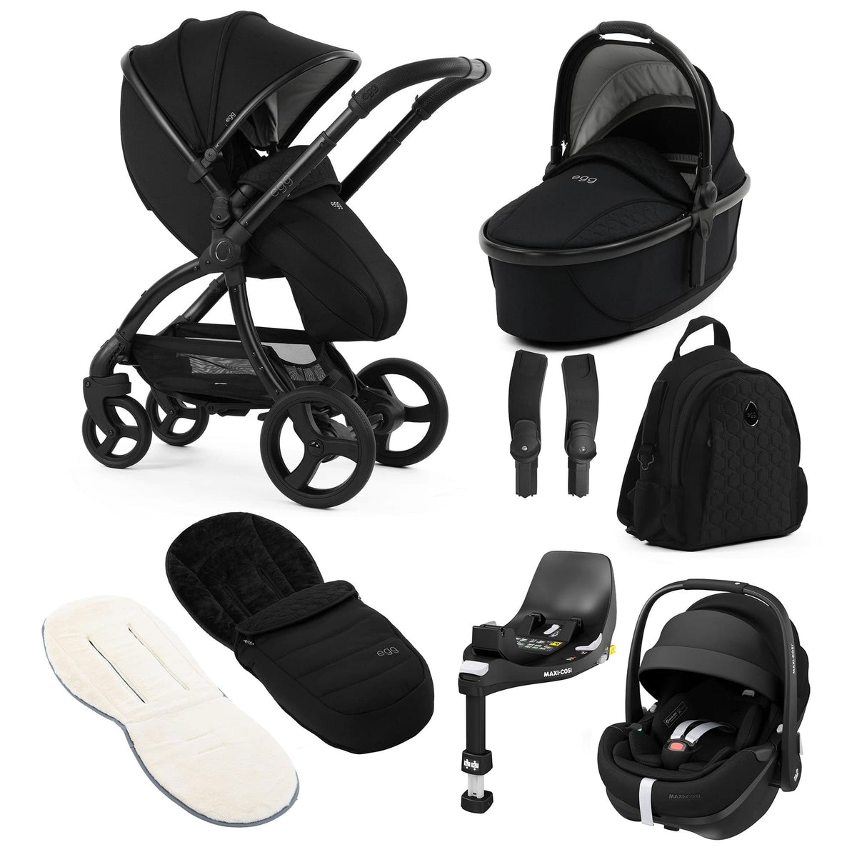 egg3 Luxury Maxi-Cosi Travel System Bundle in Panther Travel Systems 21006-PV2-PAN 5061058983672