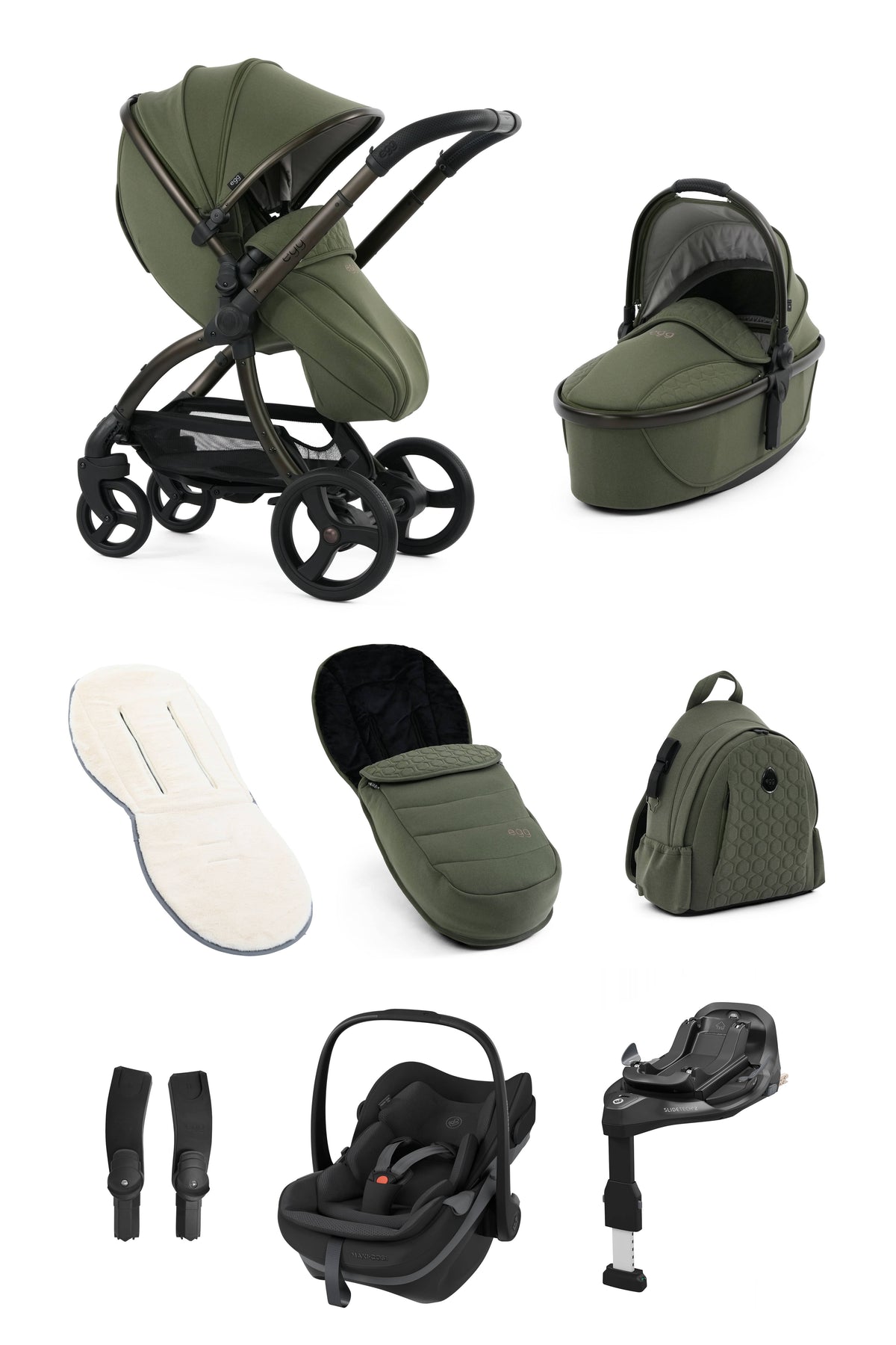 egg3 Luxury Maxi-Cosi Travel System Bundle in Sage Travel Systems 23556-SGE-3 5061058983917