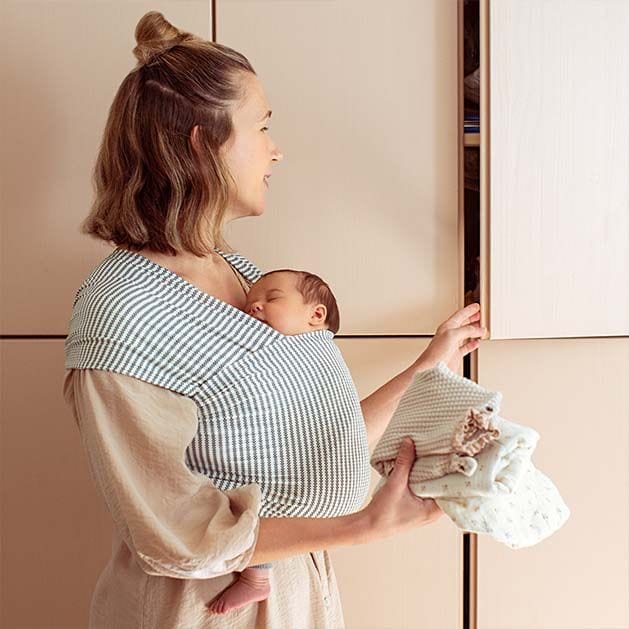 Ergobaby Aura Baby Wrap in Navy Gingham Stripe Baby Carriers WLANVYGING 1220000204782