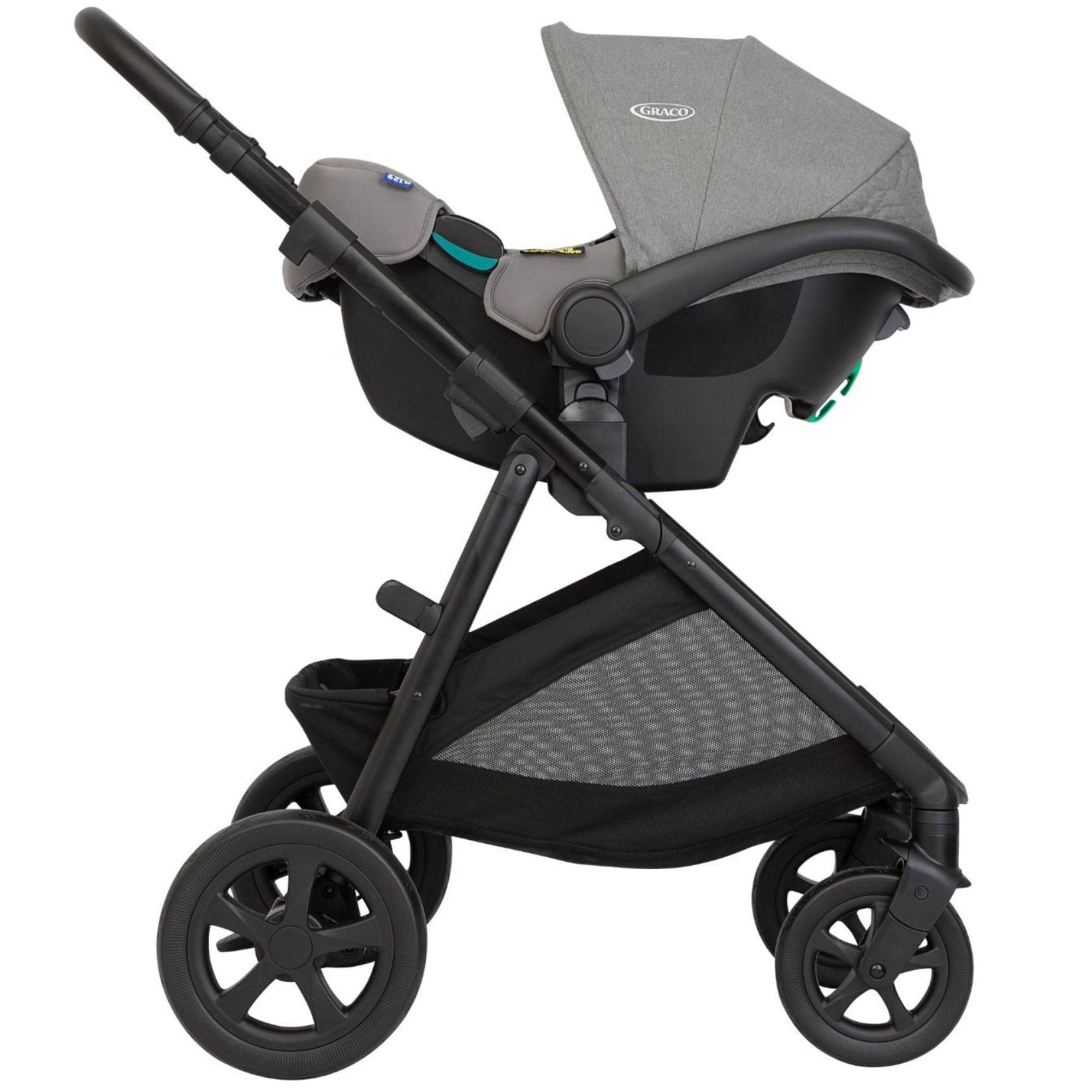 Graco Near2Me DLX Trio (Pushchair, Carrycot, Snuglite & Snugturn) in Ash/Black Travel Systems