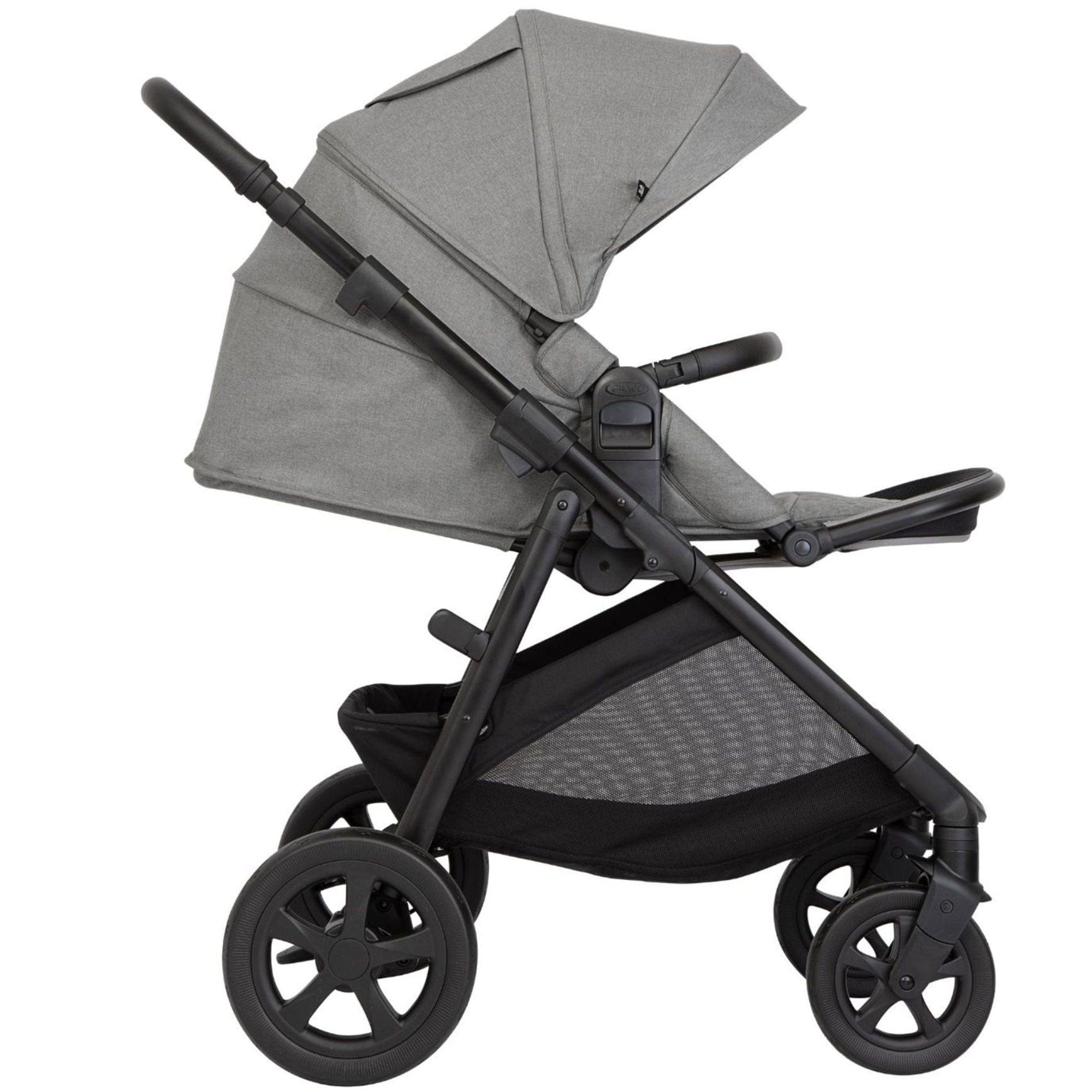 Graco Near2Me DLX Trio (Pushchair, Carrycot, Snuglite & Snugturn) in Ash/Black Travel Systems