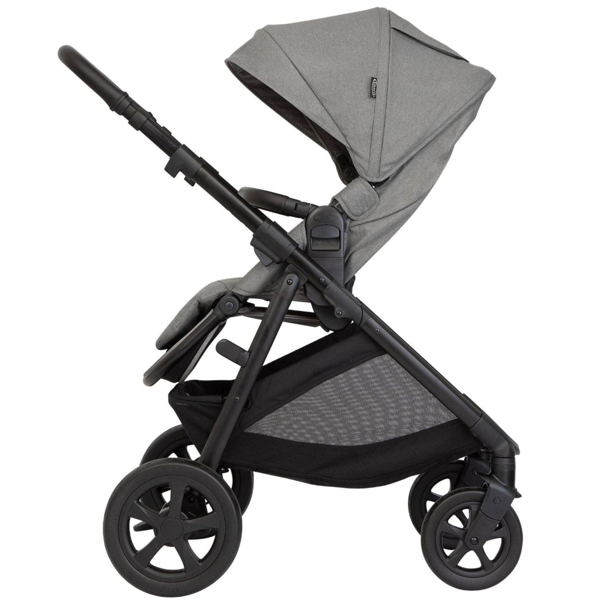 Graco Near2Me DLX Trio (Pushchair, Carrycot, Snuglite & Snugturn) in Ash/Black Travel Systems