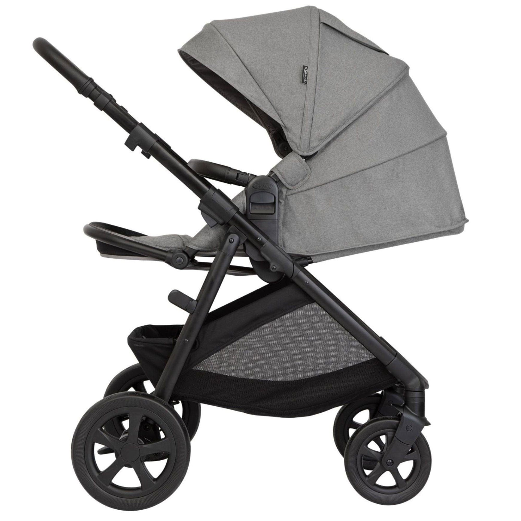 Graco Near2Me DLX Trio (Pushchair, Carrycot, Snuglite & Snugturn) in Ash/Black Travel Systems