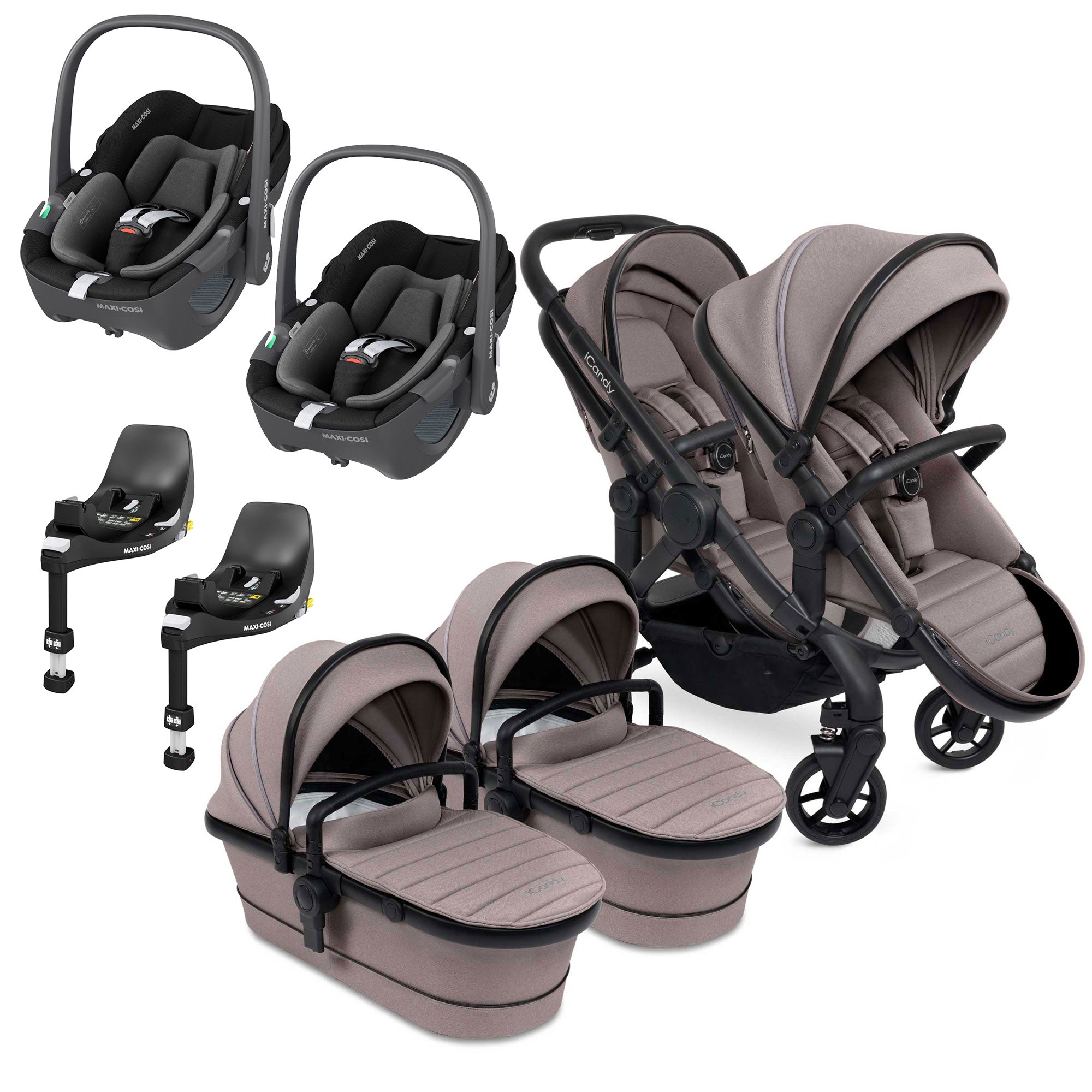 iCandy Peach 7 Twin Maxi-Cosi Bundle in Porcini