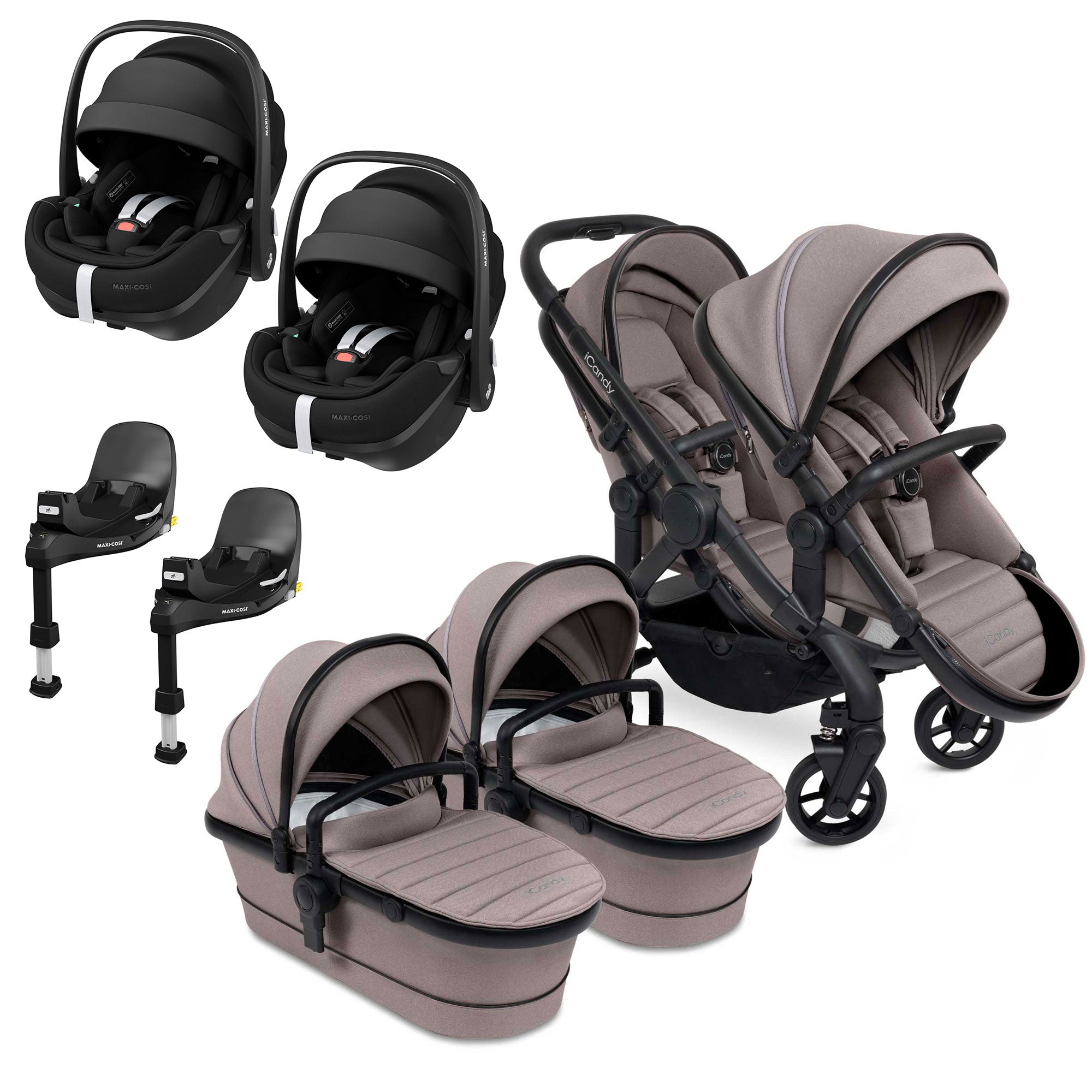 iCandy Peach 7 Twin Maxi-Cosi Bundle in Porcini