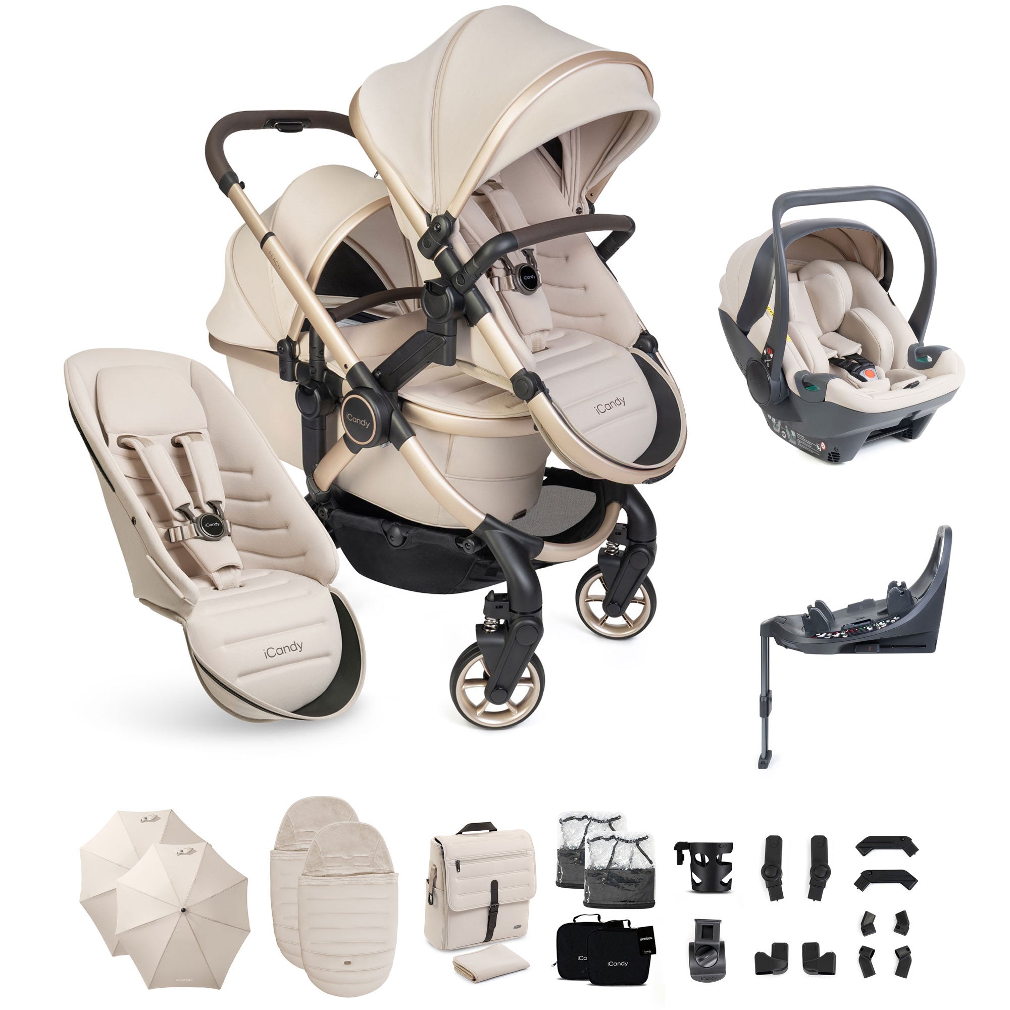 iCandy Peach 8 Editions Double Complete Bundle with Cocoon 360 in Biscotti