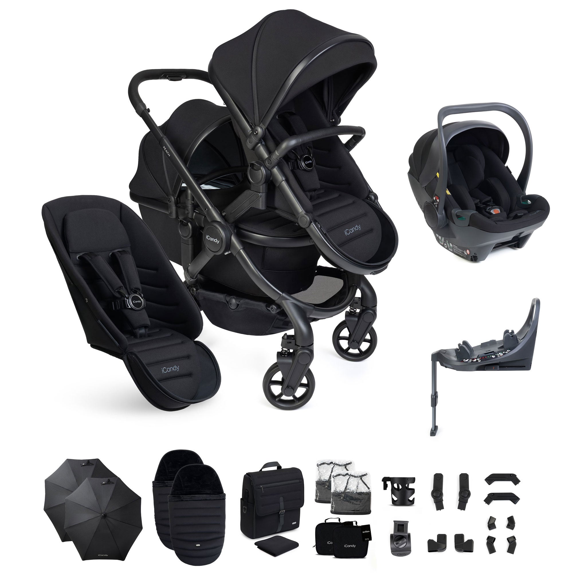 iCandy Peach 8 Double Complete Bundle with Cocoon 360 in Black