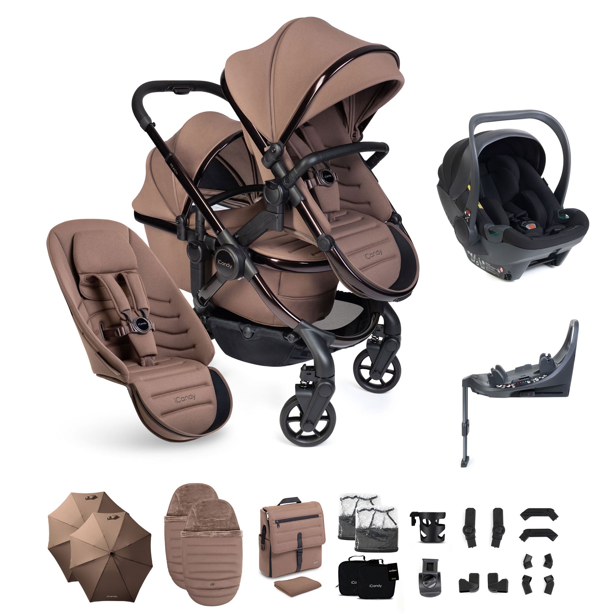 iCandy Peach 8 Editions Double Complete Bundle with Cocoon 360 in Coco