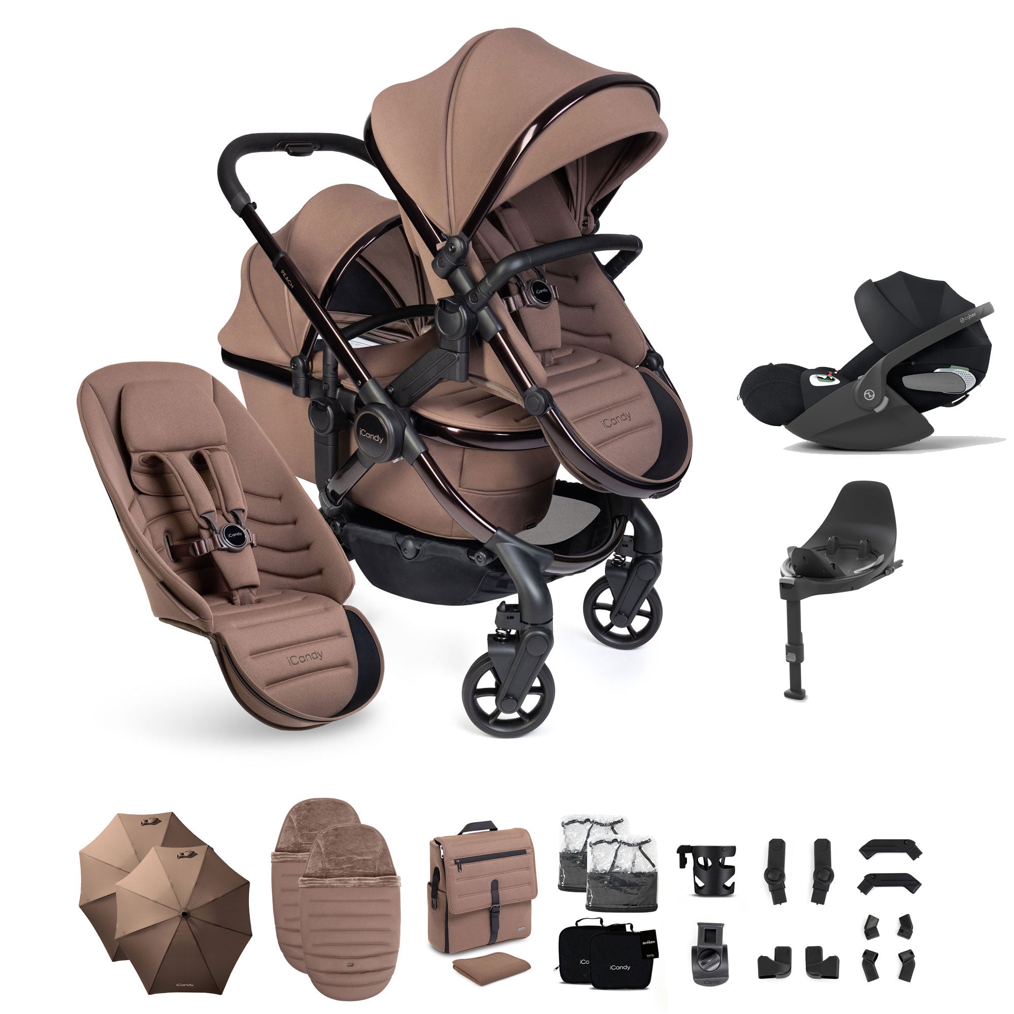 iCandy Peach 8 Editions Double Complete Cybex Bundle in Coco