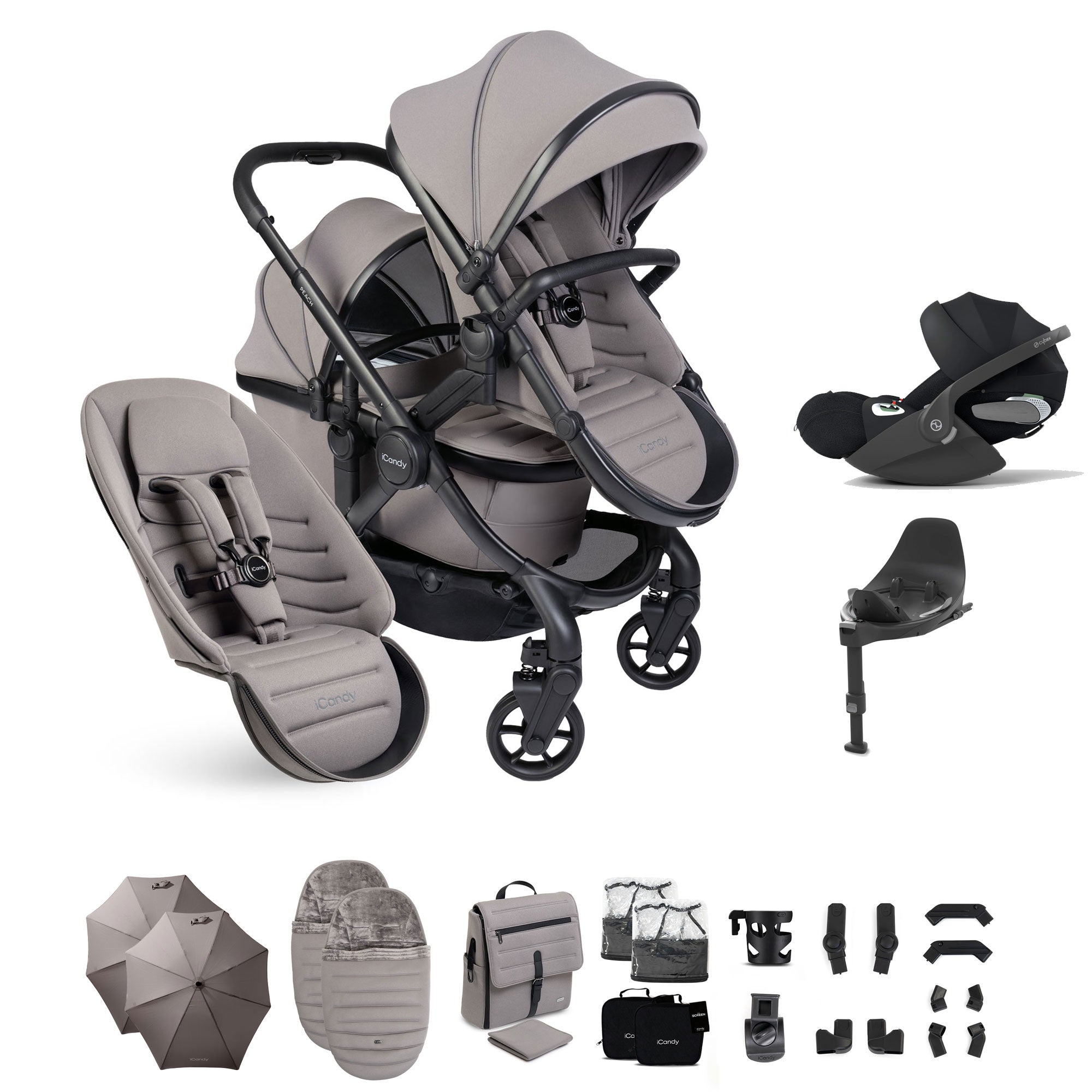 iCandy Peach 8 Double Complete Cybex Bundle in Porcini