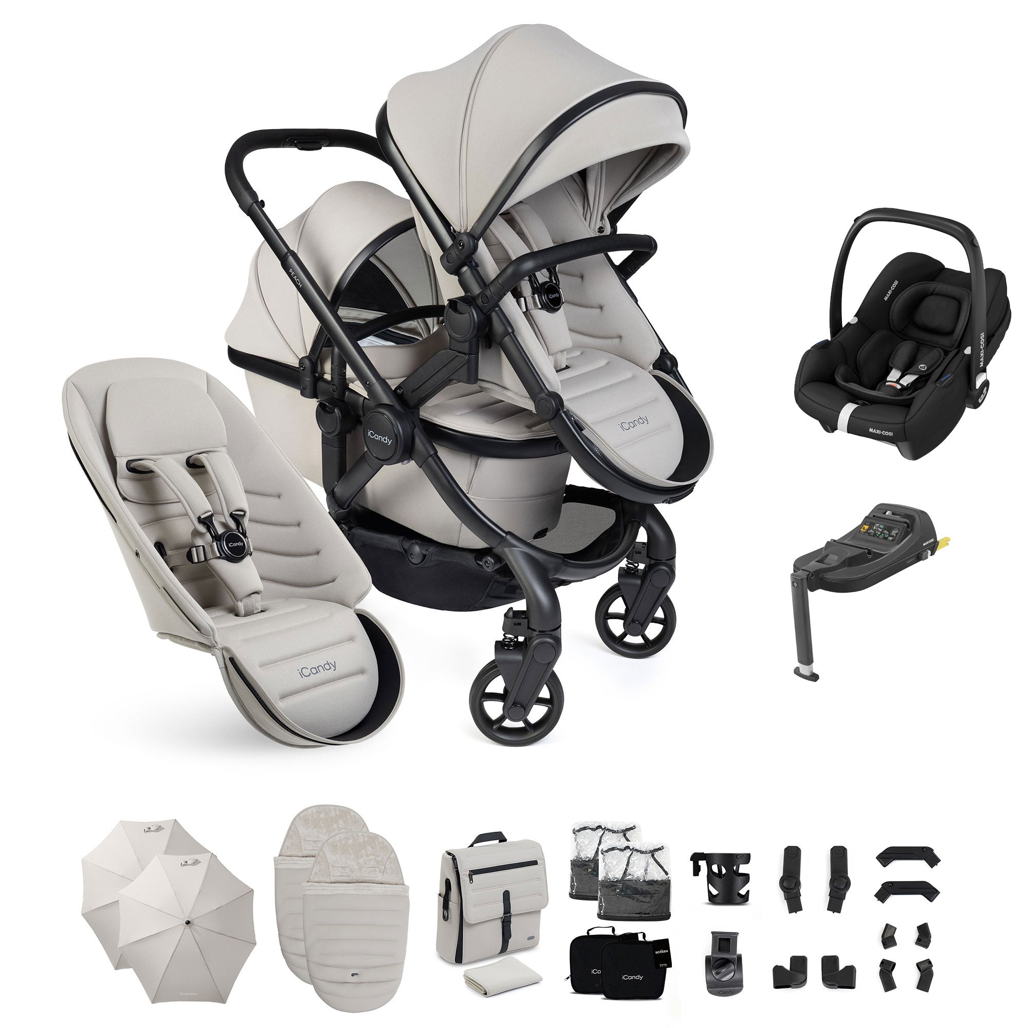 iCandy Peach 8 Double Complete Maxi-Cosi Bundle in Taupe