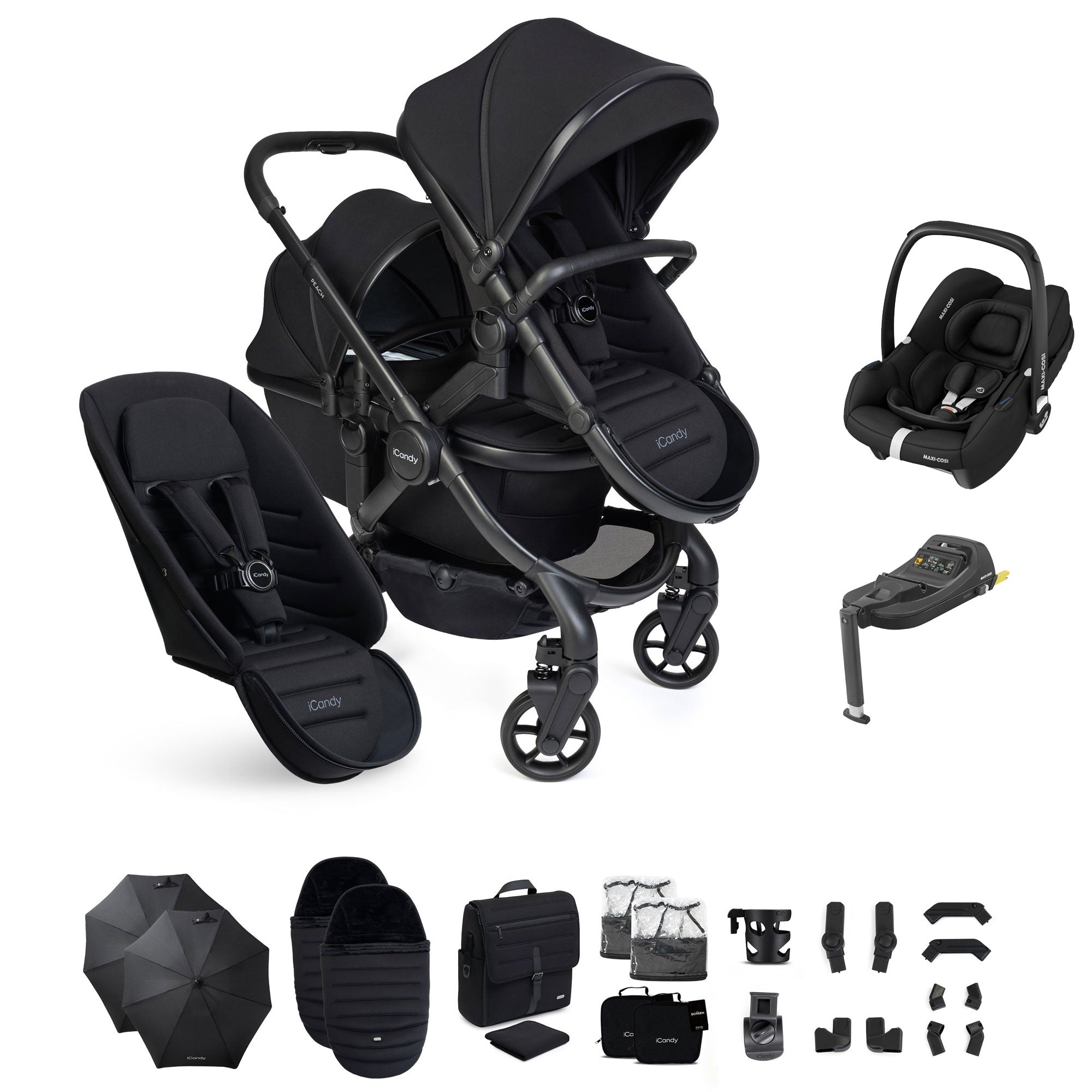 iCandy Peach 8 Double Complete Maxi-Cosi Bundle in Black