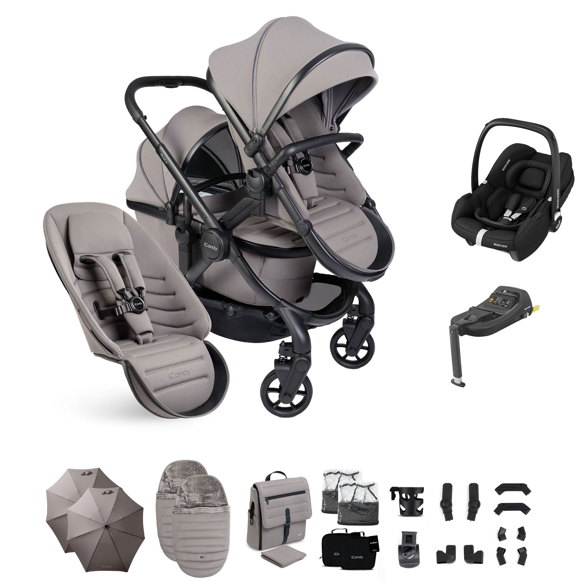 iCandy Peach 8 Double Complete Maxi-Cosi Bundle in Porcini