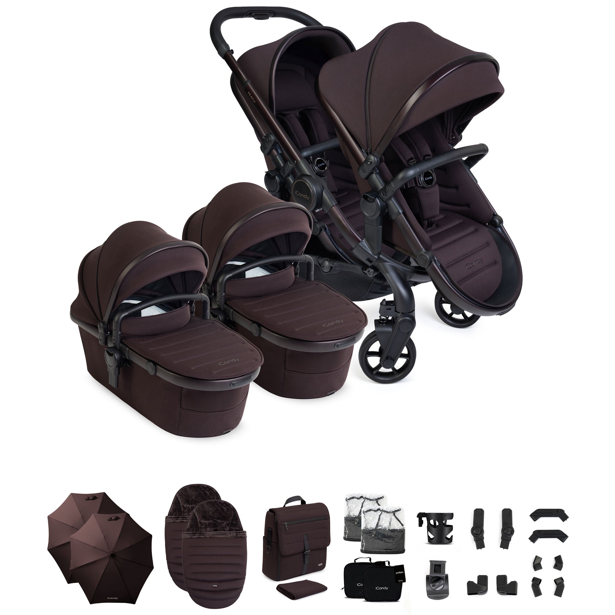 iCandy Peach 8 Editions Twin Complete Bundle in Coffee Bean