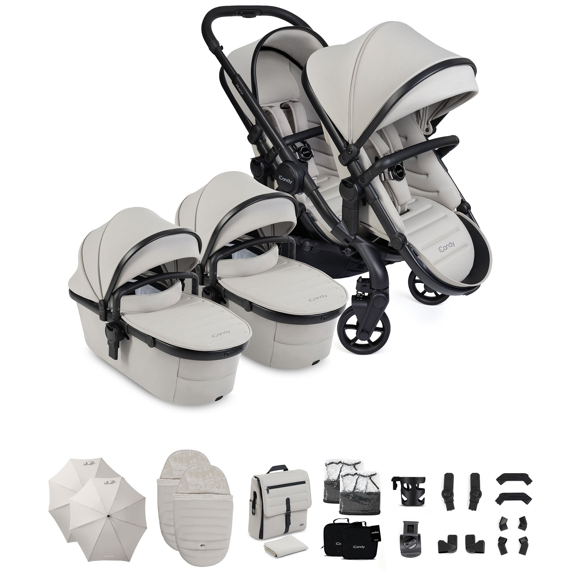 iCandy Peach 8 Twin Complete Bundle in Taupe