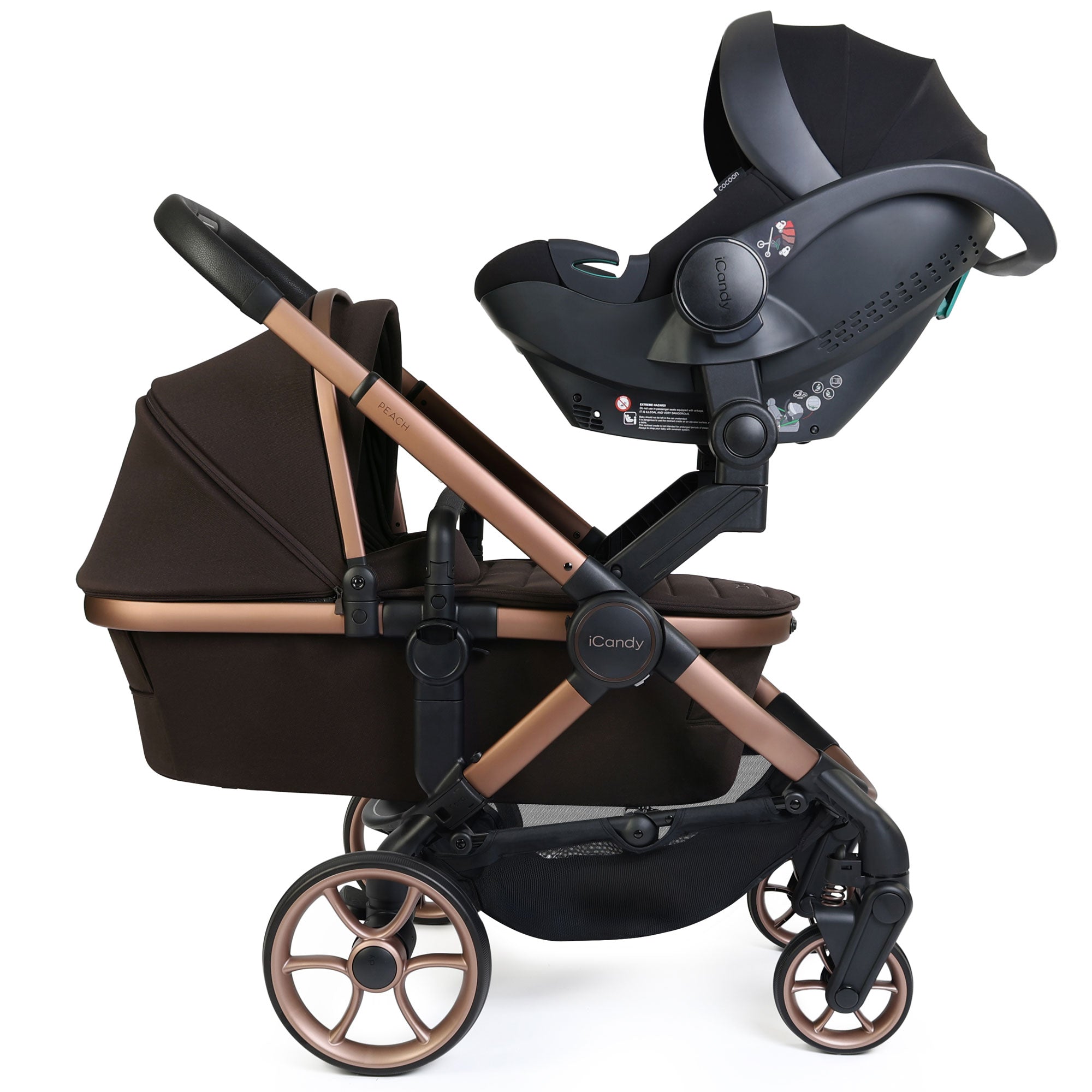 iCandy Peach 8 Editions Twin Complete Bundle with Cocoon 360 in Pecan