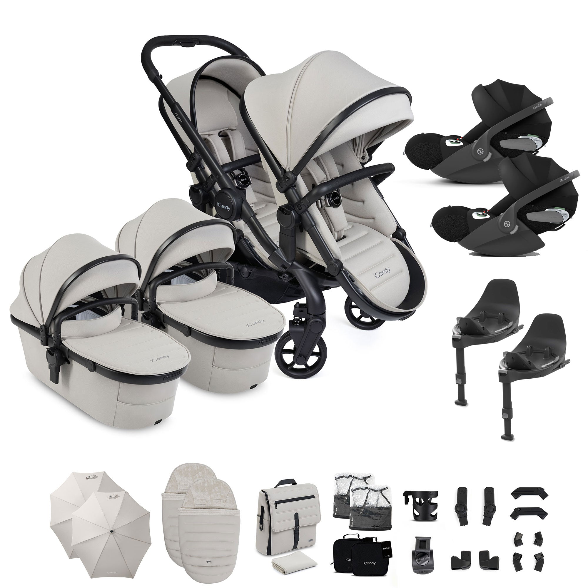 iCandy Peach 8 Twin Complete Cybex Travel System in Taupe