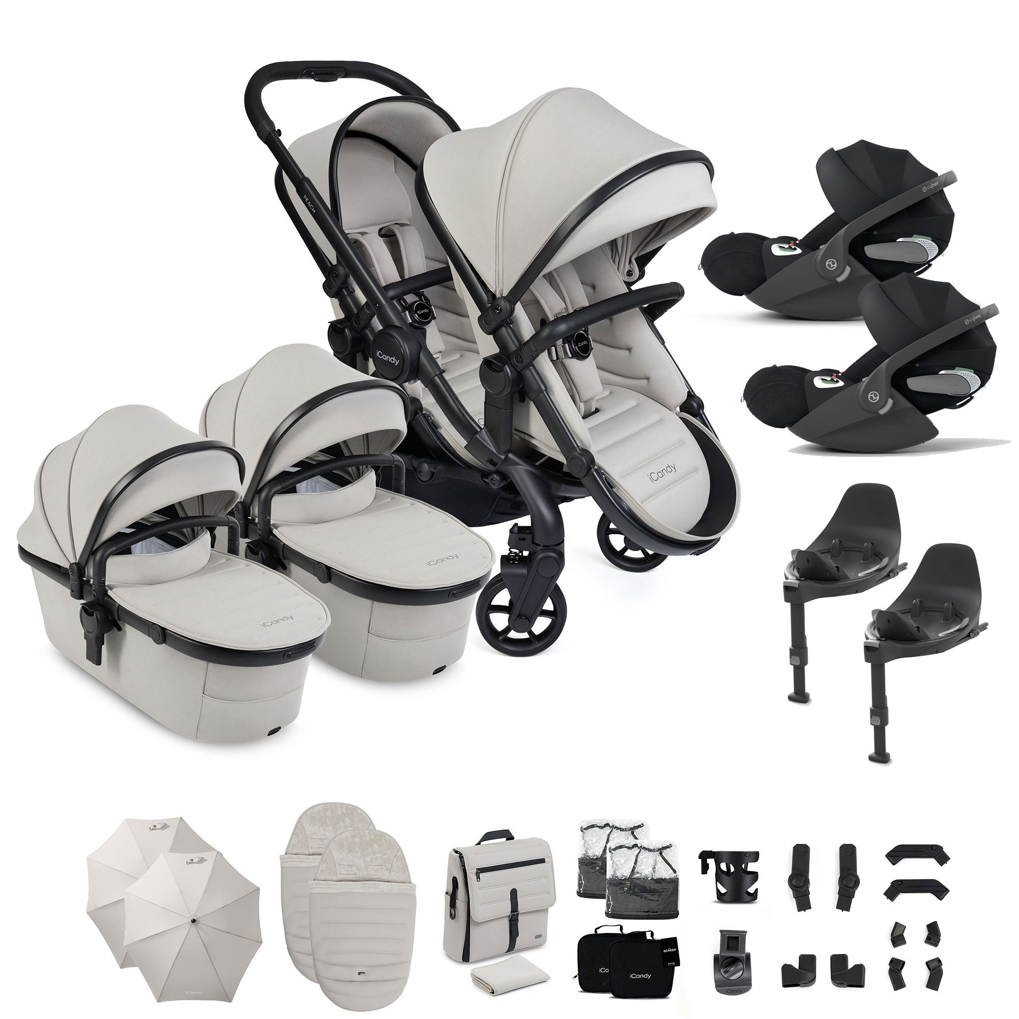 iCandy Peach 8 Twin Complete Cybex Travel System in Taupe