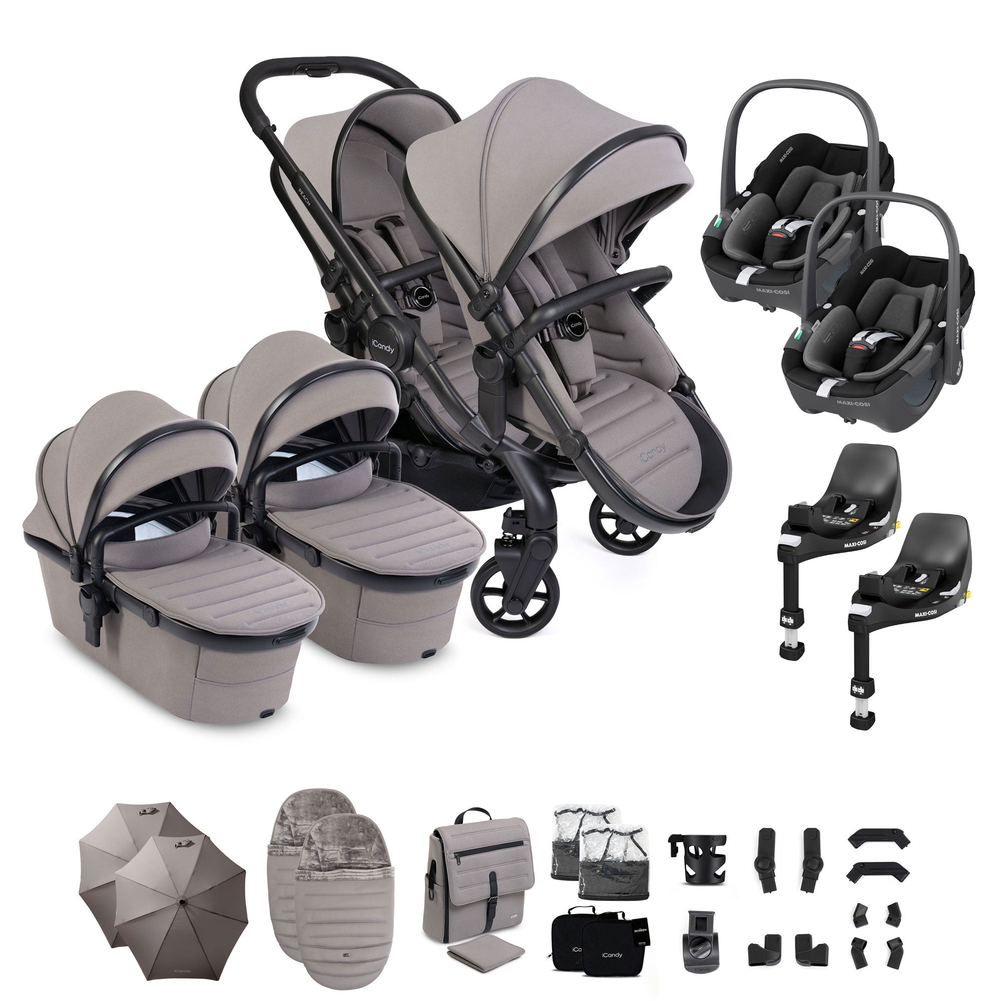 iCandy Peach 8 Twin Complete Maxi-Cosi Travel System in Porcini