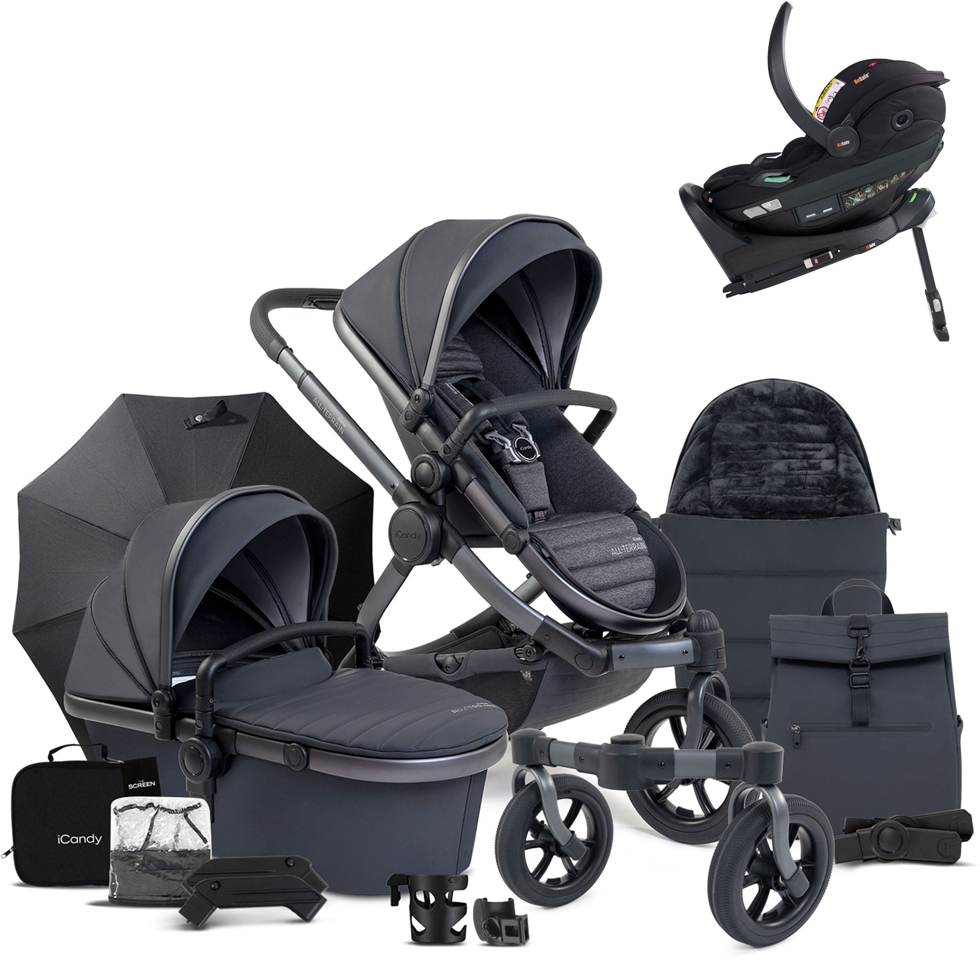 iCandy Peach 7 All Terrain Complete BeSafe Bundle in Storm 3 Wheelers 17841-STO 5010334052595