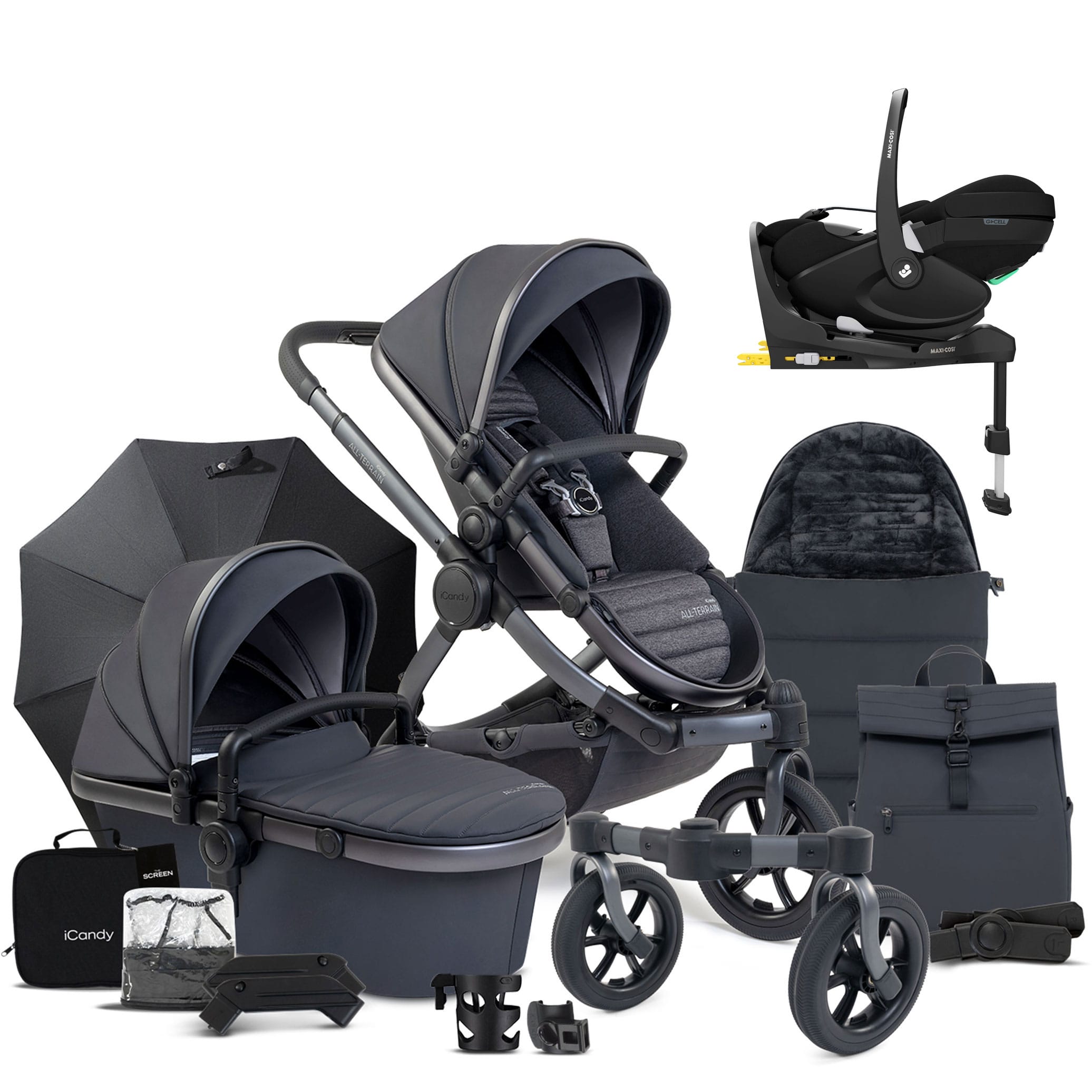 iCandy Peach 7 All Terrain Complete Maxi-Cosi Bundle in Storm 3 Wheelers 16318-COM-PV2 5010334052595