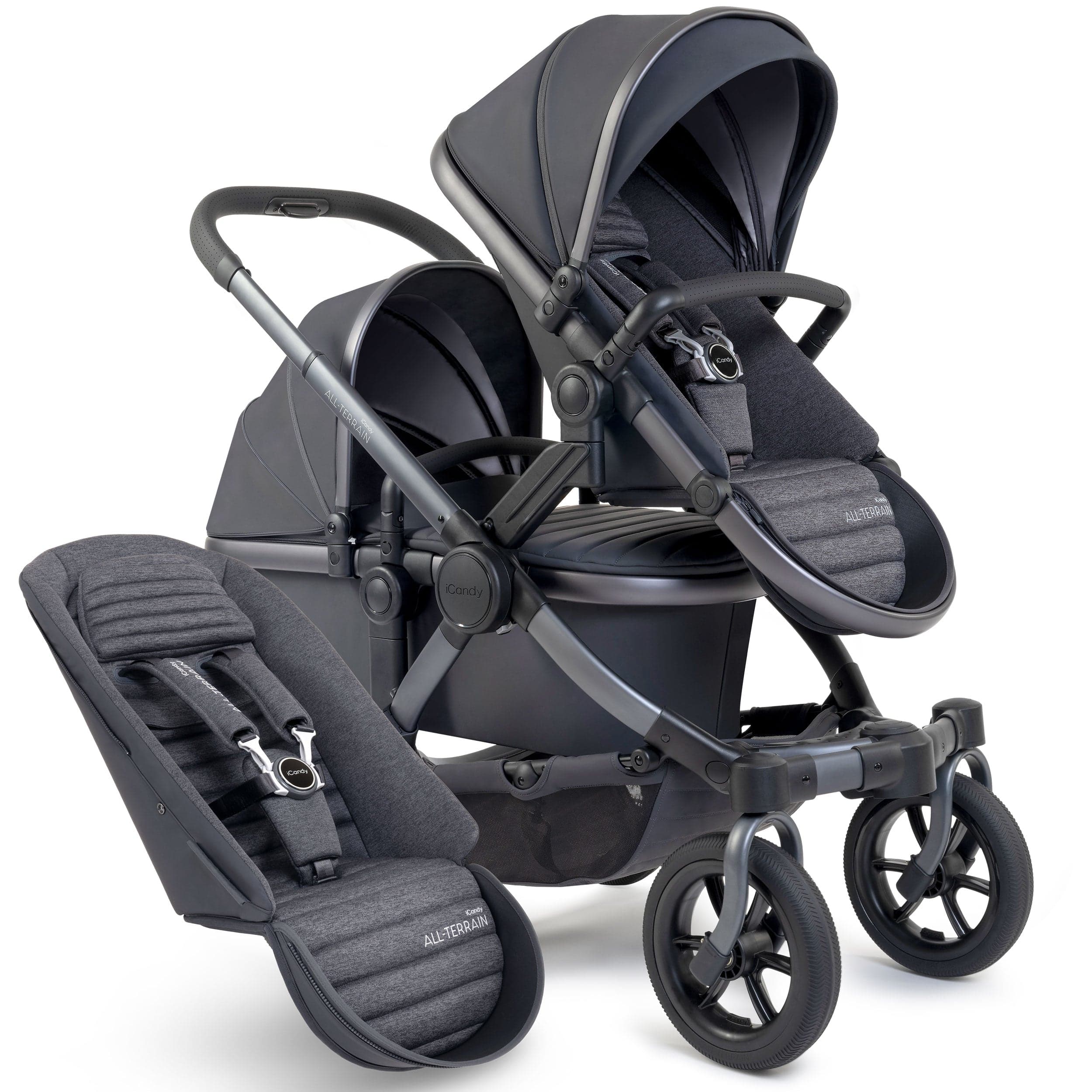 iCandy Peach 7 All Terrain Double Combo Set in Storm Baby Prams IC2736 5010334052571