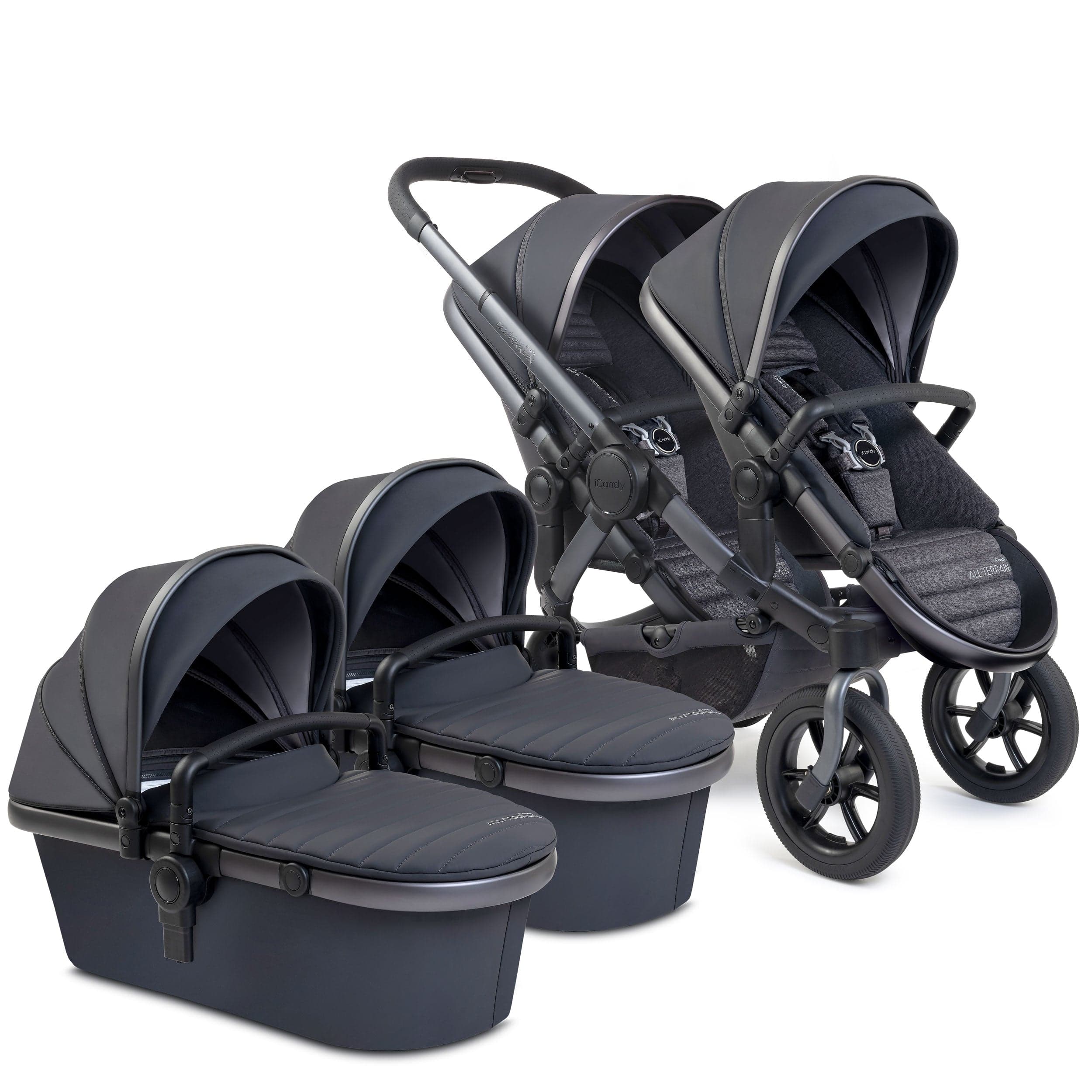 iCandy Peach 7 All Terrain Twin Combo Set in Storm Baby Prams IC2737 5010334052588