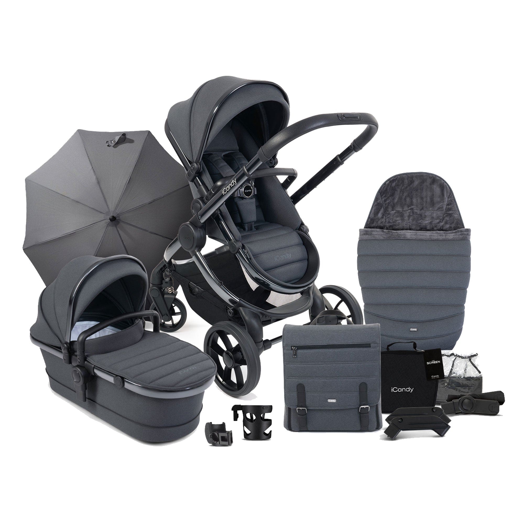 iCandy Peach 7 Complete Bundle in Dark Grey Baby Prams IC2567 5010334048086