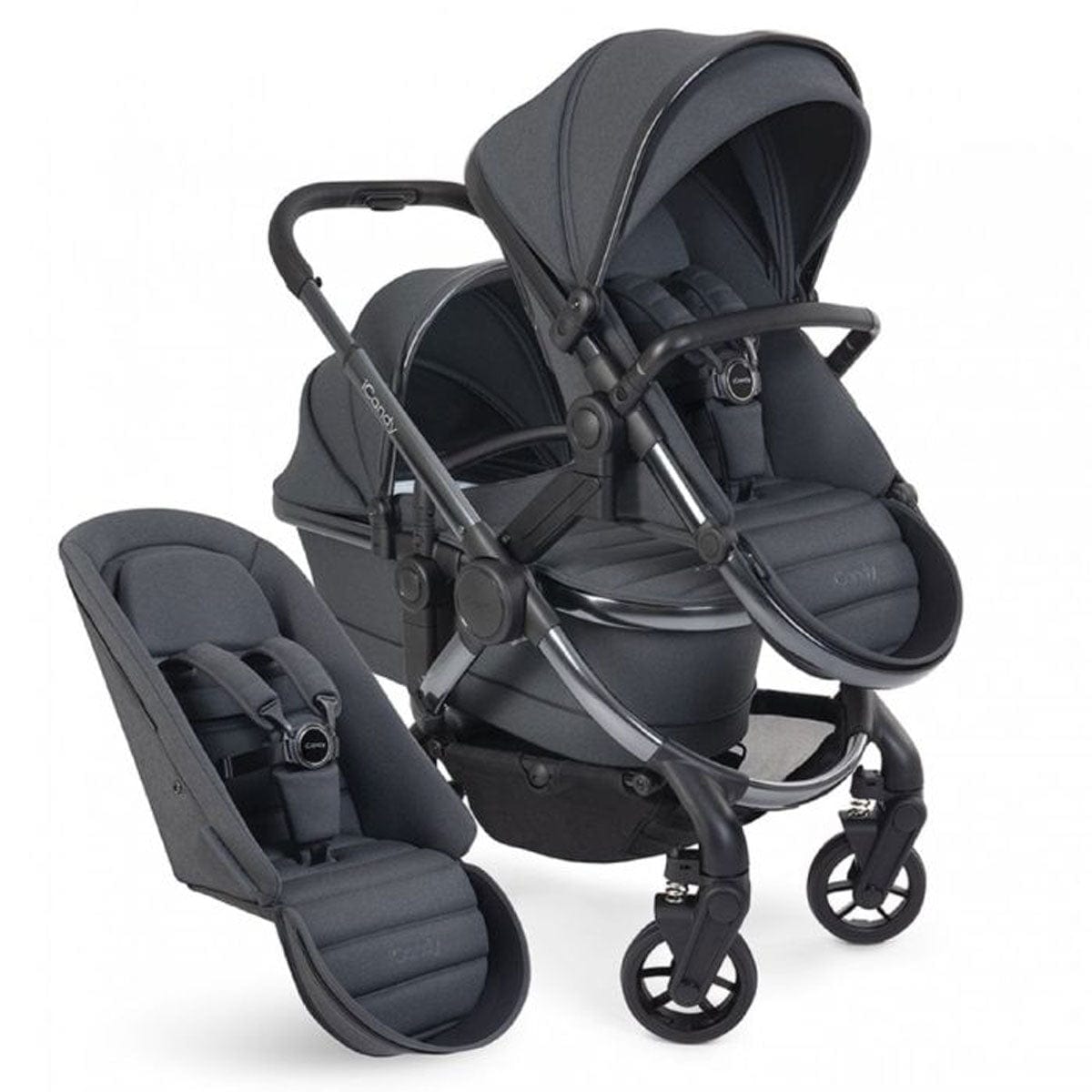 iCandy Peach 7 Double Combo Set in Dark Grey Double & Twin Prams IC2557 5010334047249