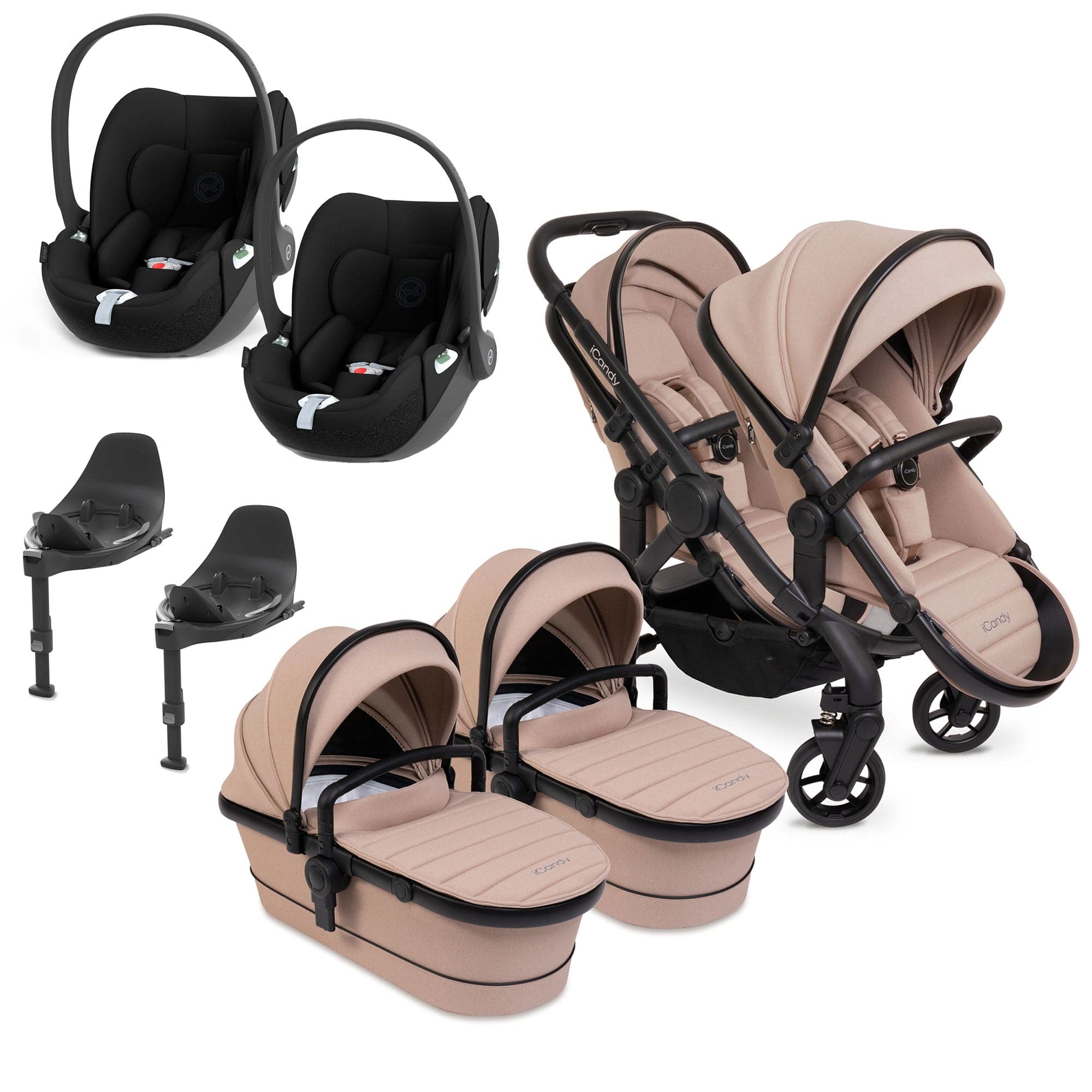iCandy Peach 7 Twin Cybex Bundle in Cookie Double & Twin Prams 16096-COO-2 5010334058153