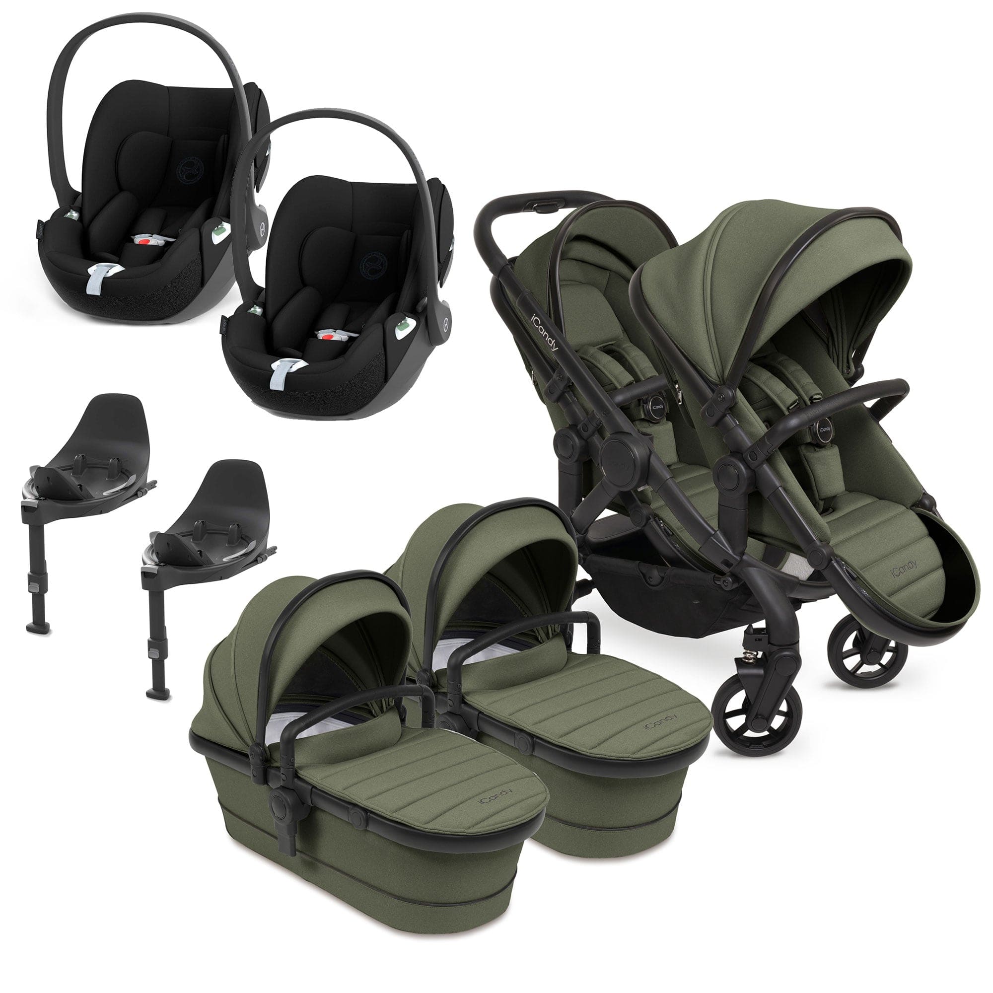 iCandy Peach 7 Twin Cybex Bundle in Ivy Double & Twin Prams 16100-IVY-2 5010334058191