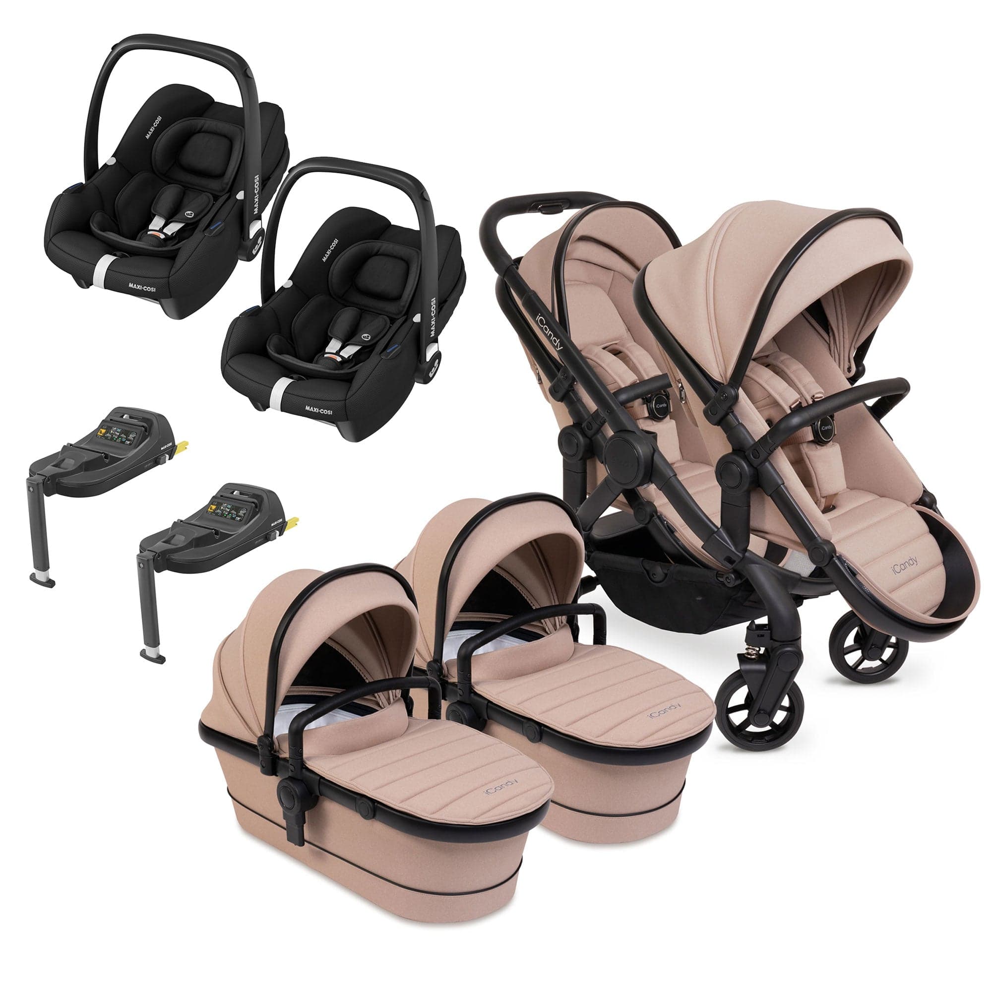 iCandy Peach 7 Twin Maxi-Cosi Bundle in Cookie Double & Twin Prams 16069-COO 5010334058153