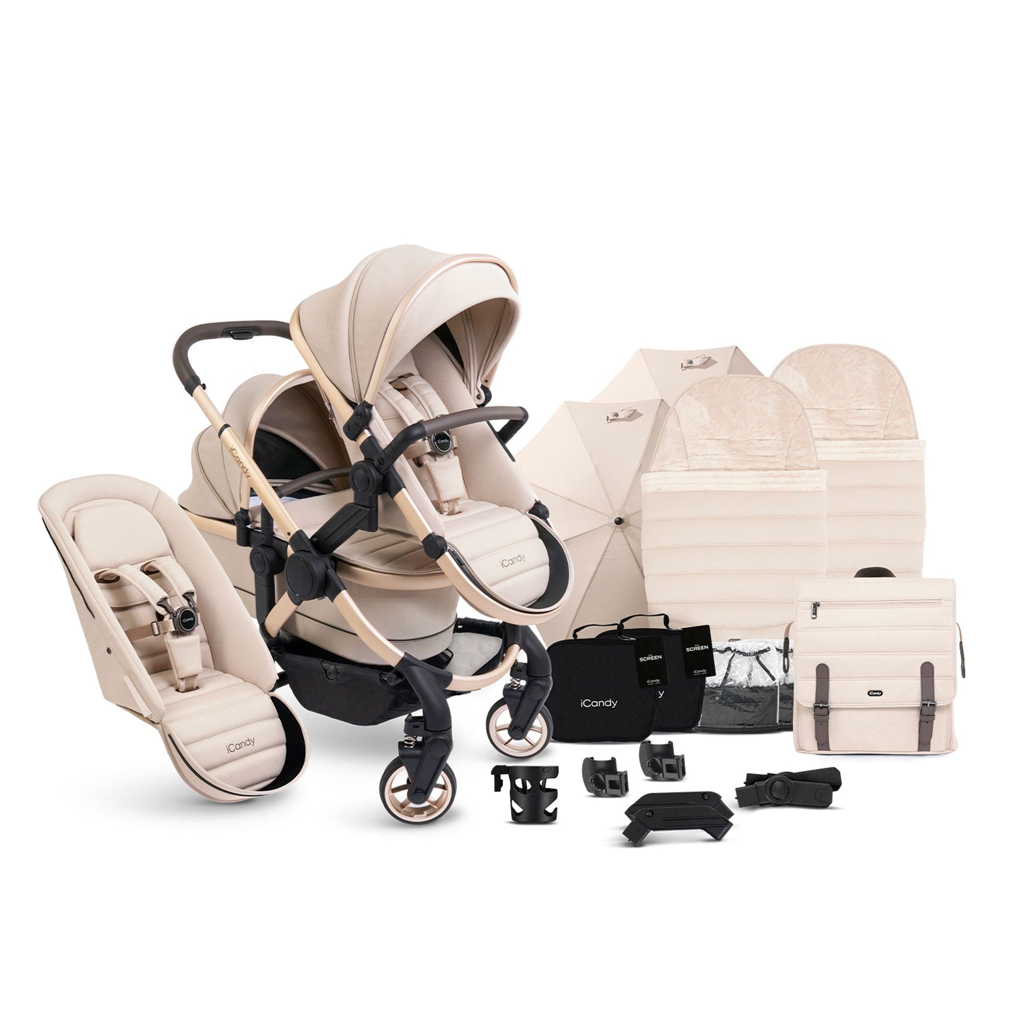 iCandy Peach 7 Double Complete Bundle in Biscotti Pram Bundles IC3033 5010334058559