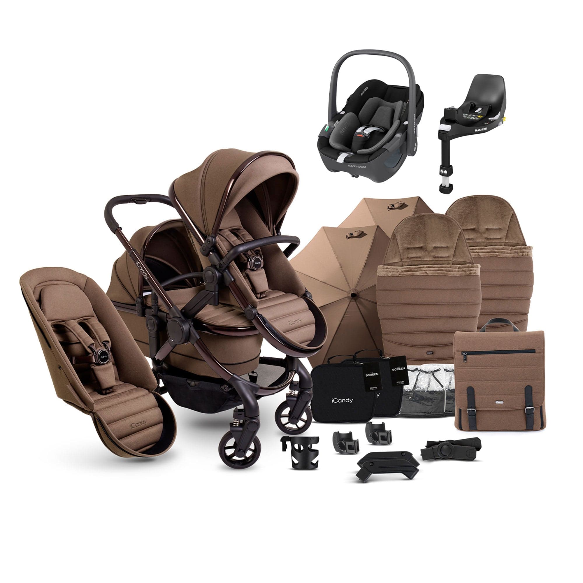 iCandy Peach 7 Double Complete Maxi-Cosi Travel System in Coco Pram Bundles 17735-DOU-TS-MAXI-PB-CO 5010334058597