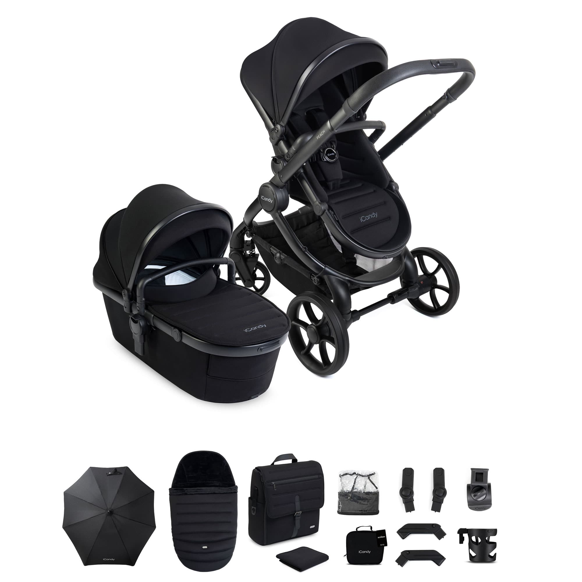iCandy Peach 8 Complete Bundle in Black Pram Bundles IC3401 5010334064765