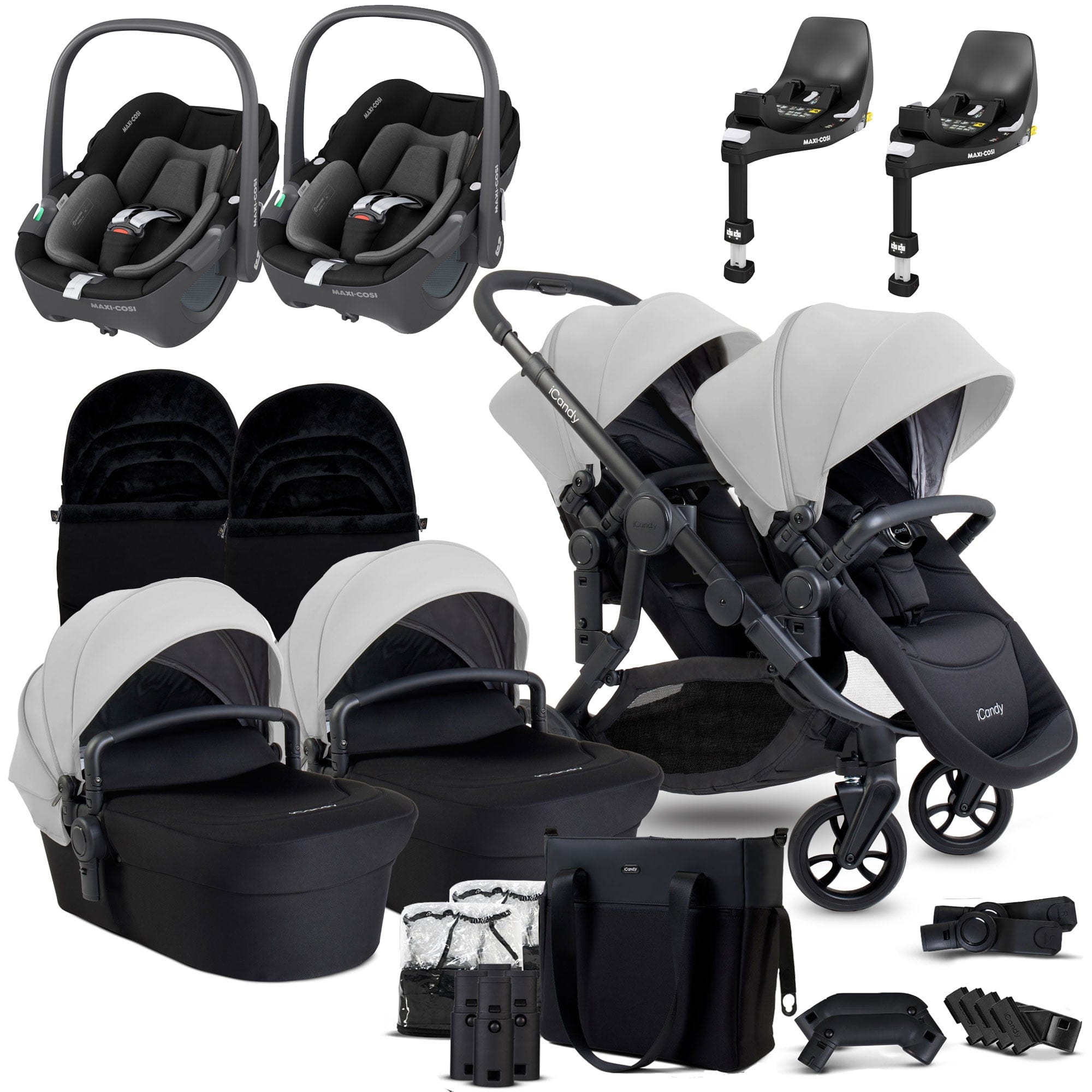 iCandy Orange 4 Twin Maxi-Cosi Travel System in Glacier Travel Systems 18217-PEB-GLA 5010334060613