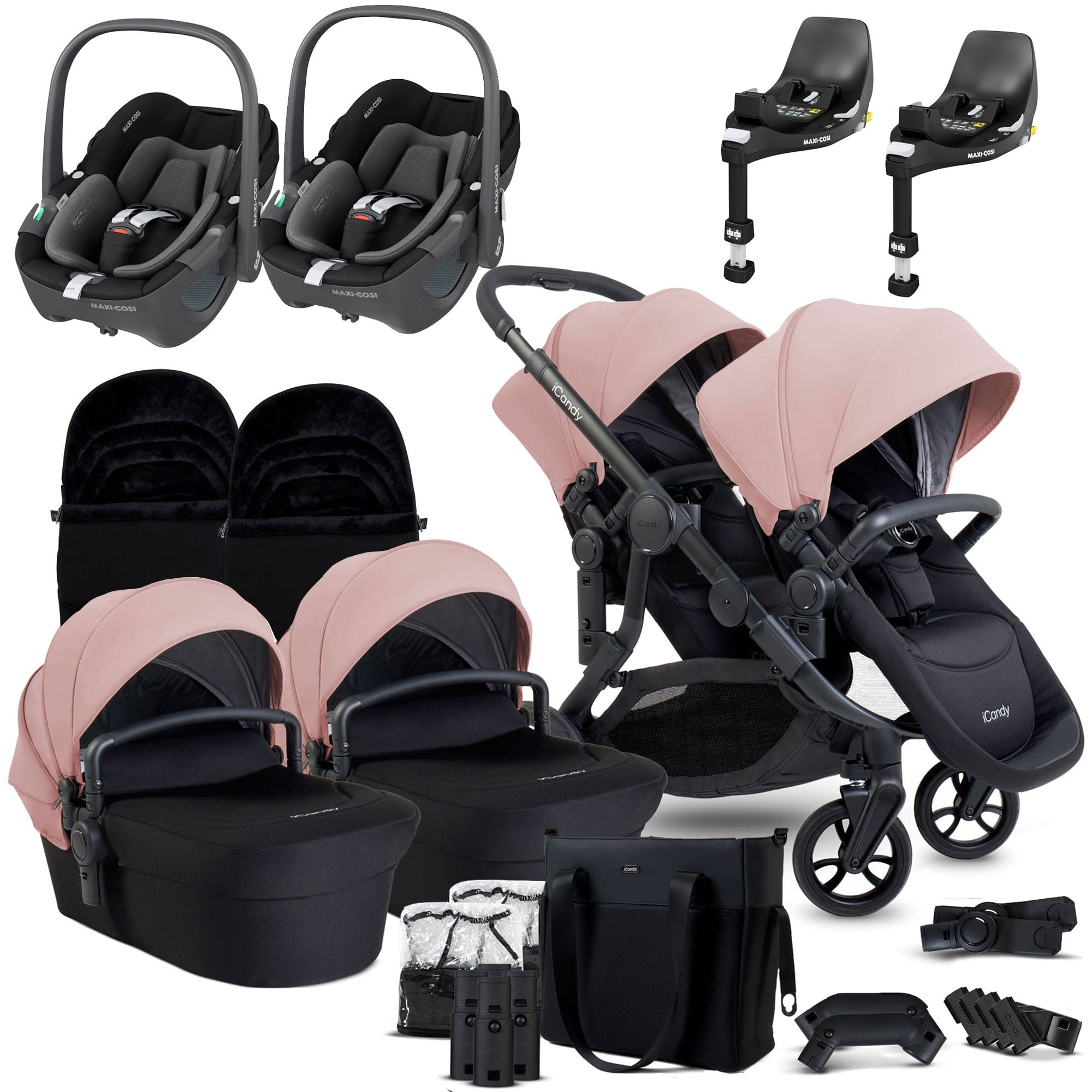 maxi cosi twin stroller iCandy Orange 4 Twin Maxi-Cosi Travel System in Rose