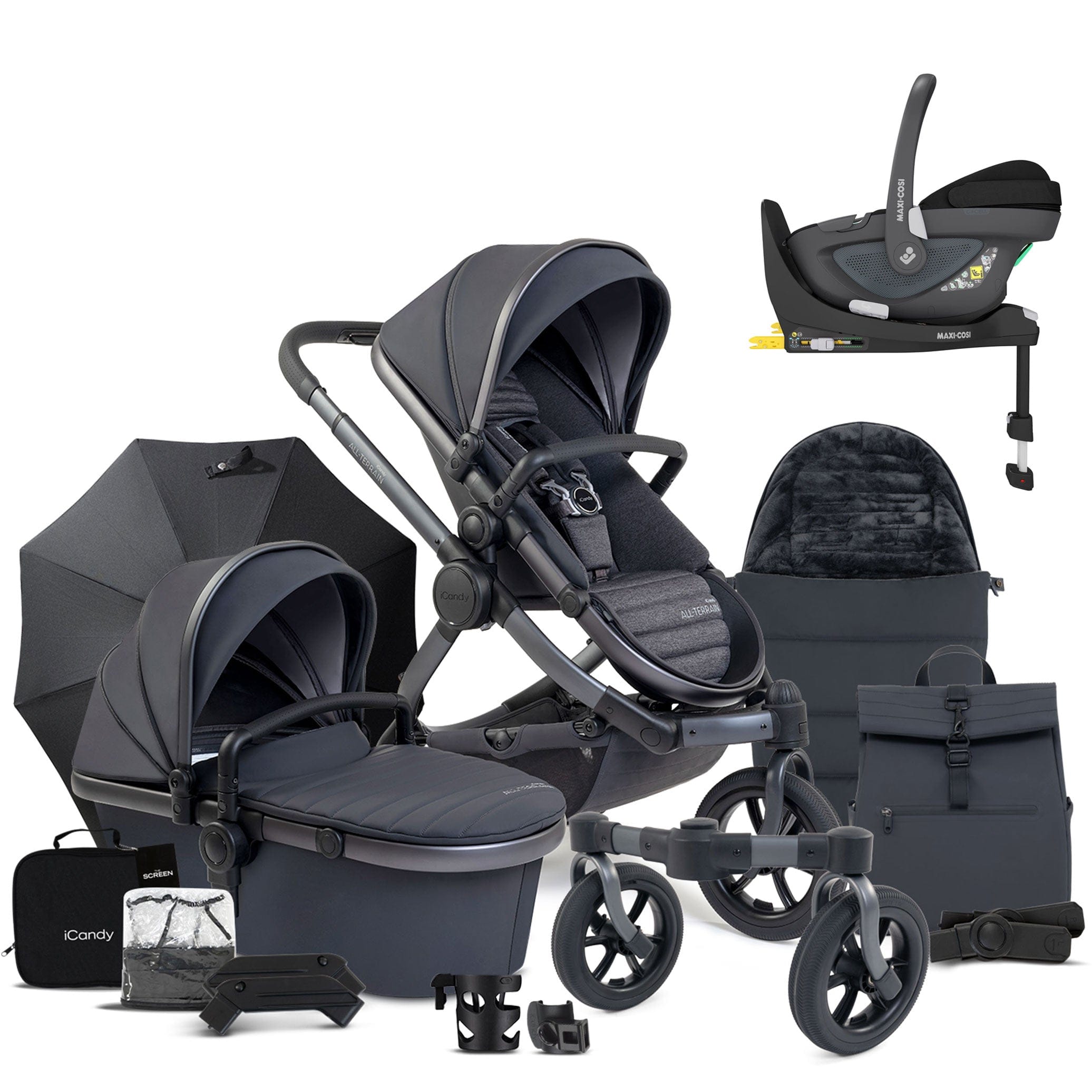 icandy maxi cosi iCandy Peach 7 All Terrain Complete Maxi-Cosi Bundle in Storm