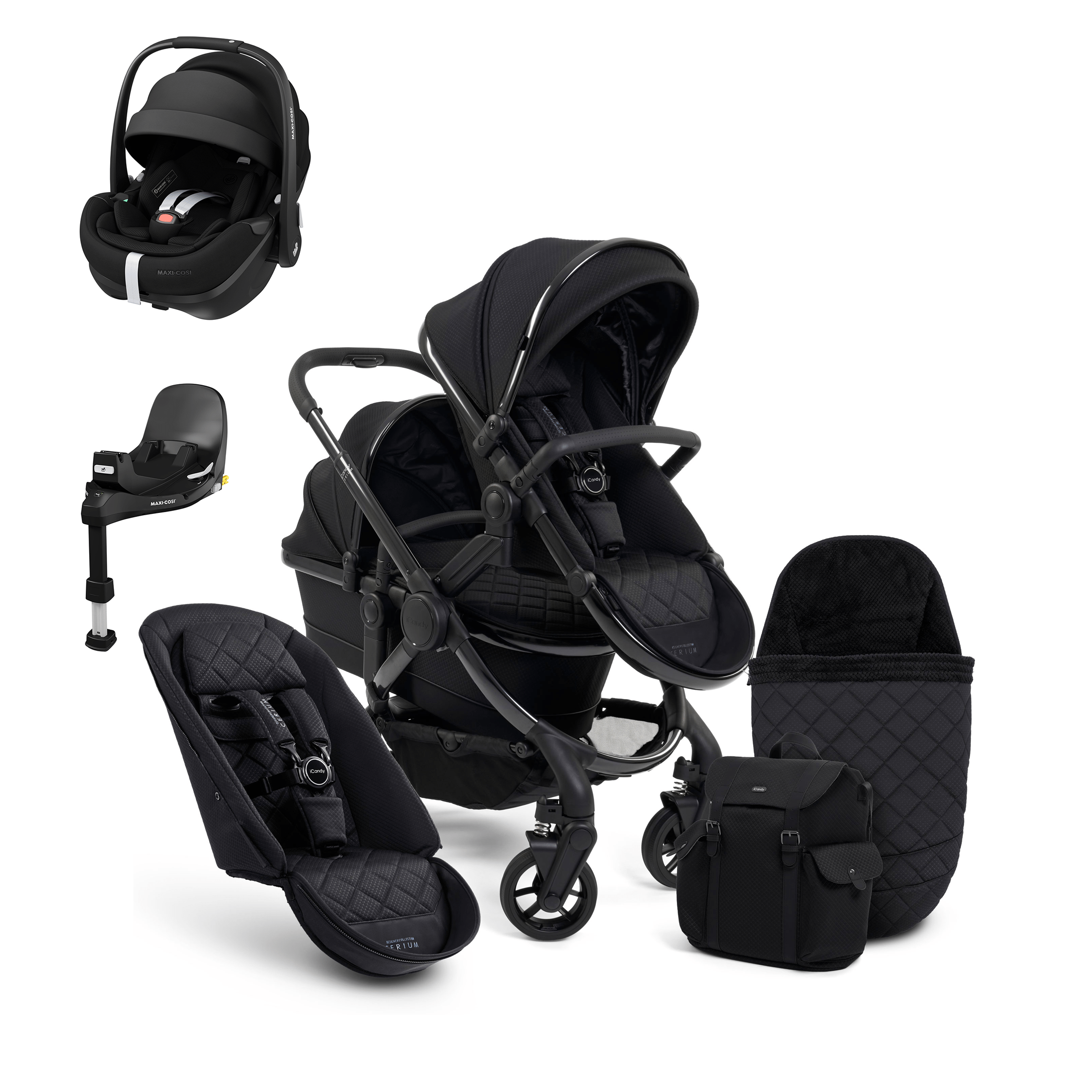iCandy Peach 7 Cerium Double Maxi Cosi Travel System in Black