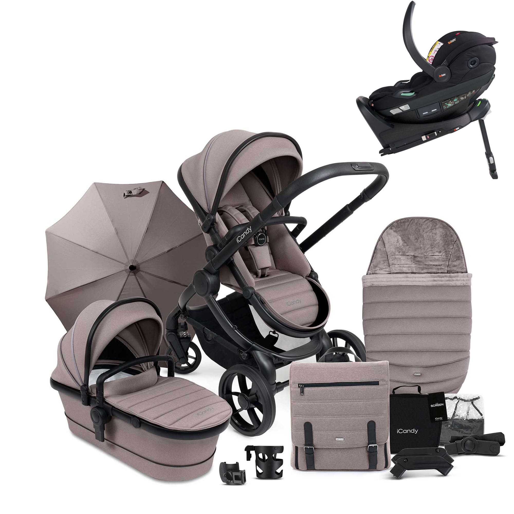 iCandy Peach 7 Complete Besafe Bundle in Porcini Travel Systems 20536-COM-BSFE-POR 5010334062914