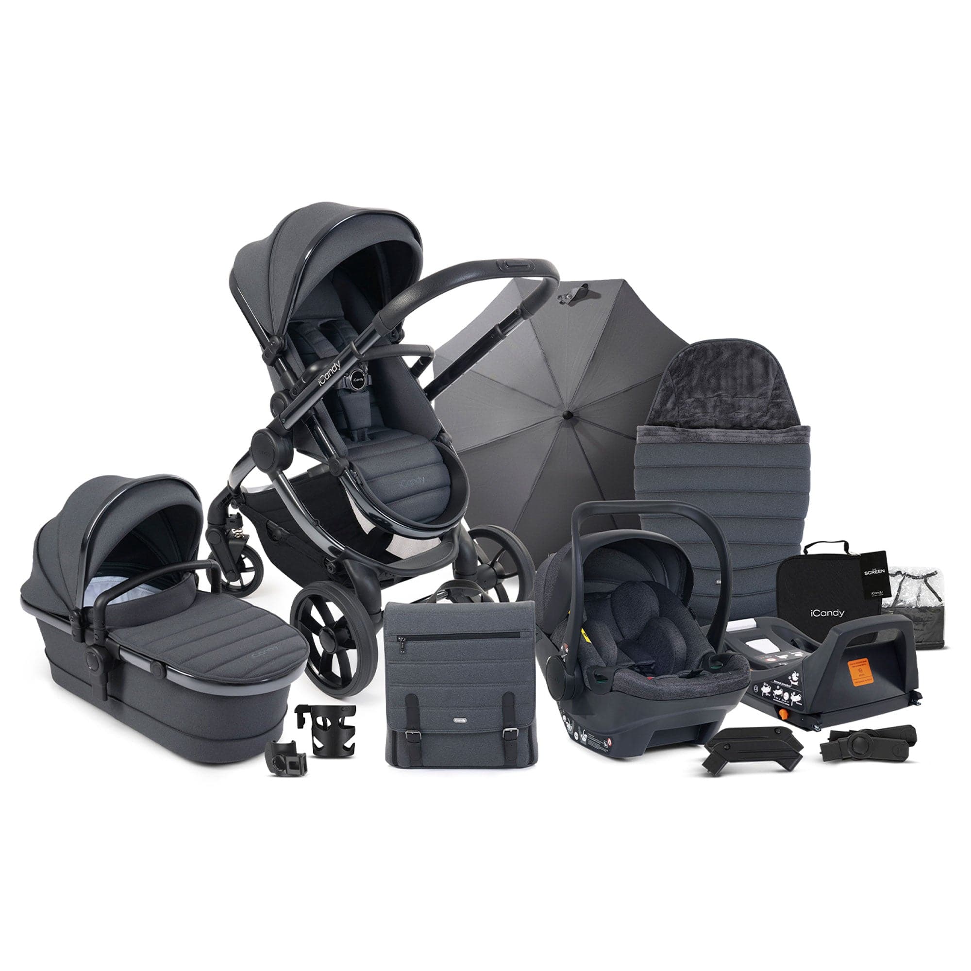 iCandy Peach 7 Complete Bundle with COCOON Car Seat in Dark Grey Travel Systems IC2975 5010334057934