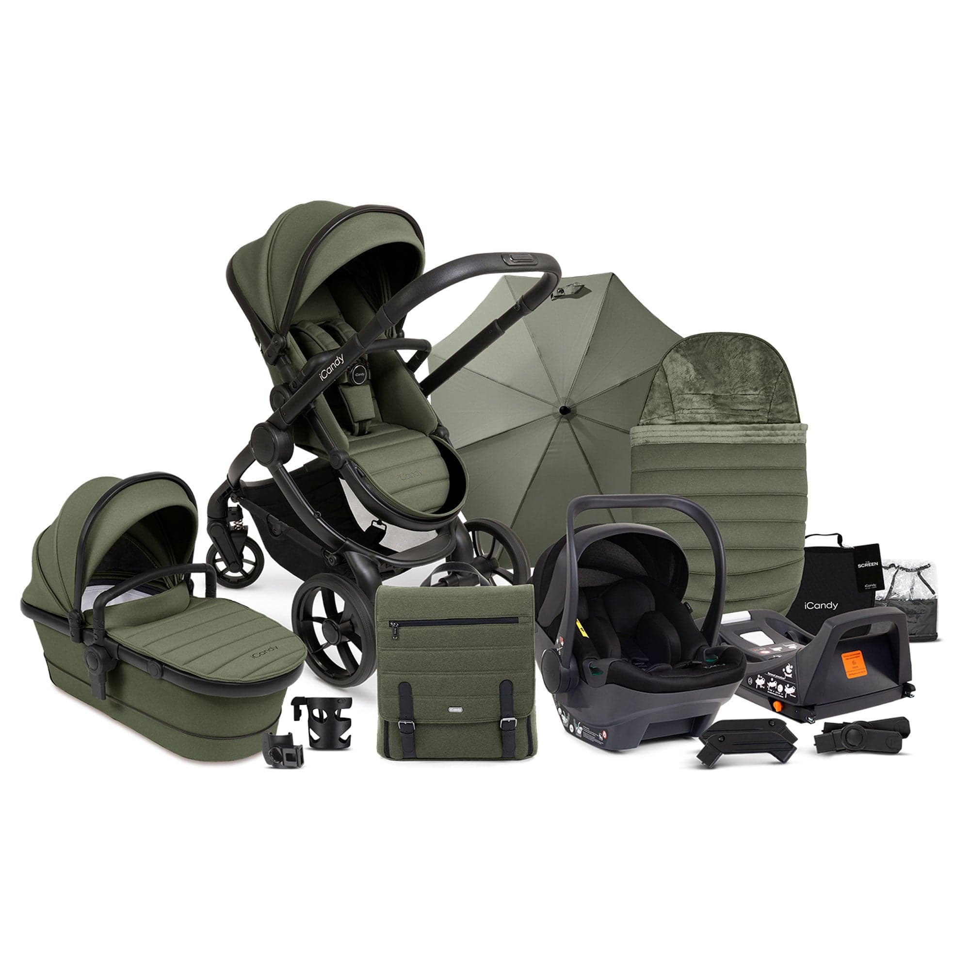 iCandy Peach 7 Complete Bundle with COCOON Car Seat in Ivy Travel Systems IC2983 5010334058016