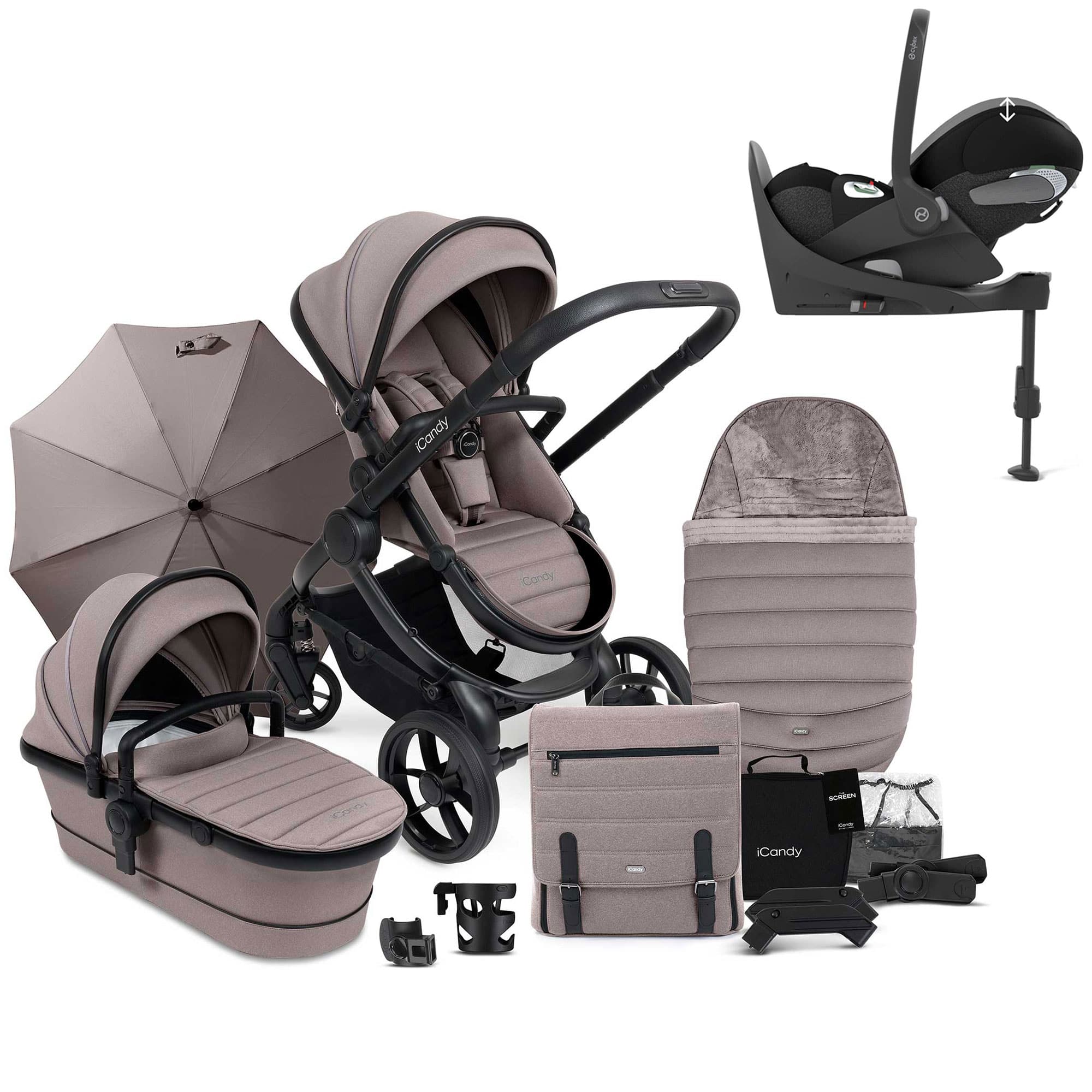 iCandy Peach 7 Complete Cybex Bundle in Porcini Travel Systems 20536-COM-CLT-POR 5010334062914
