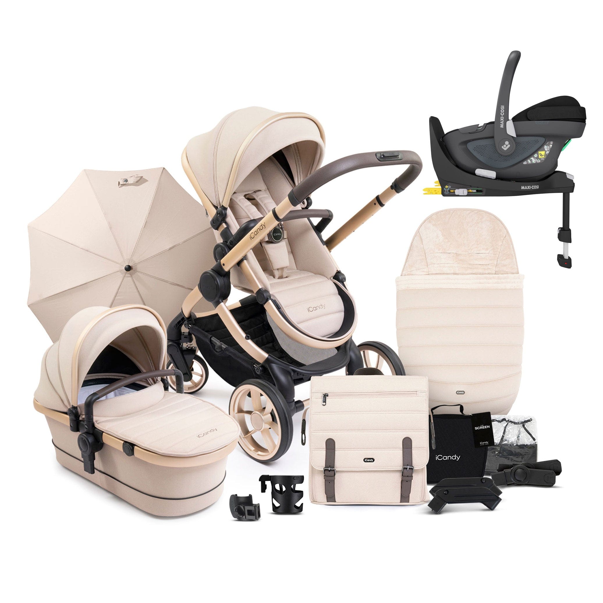 iCandy Peach 7 Complete Maxi-Cosi Bundle in Biscotti Travel Systems 15898-BIS-1 5010334052441