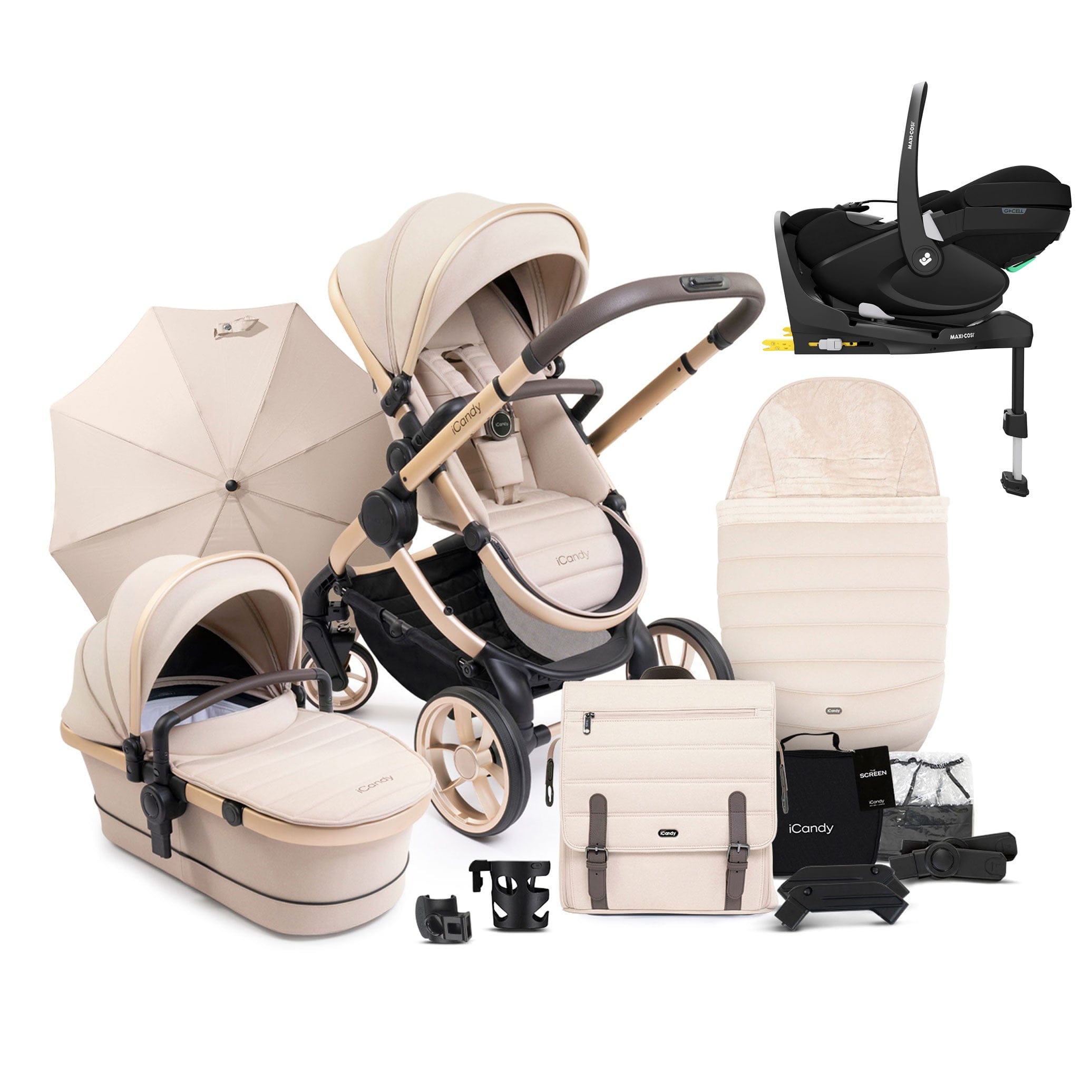 iCandy Peach 7 Complete Maxi-Cosi Bundle in Biscotti Travel Systems 15898-BIS-2 5010334052441