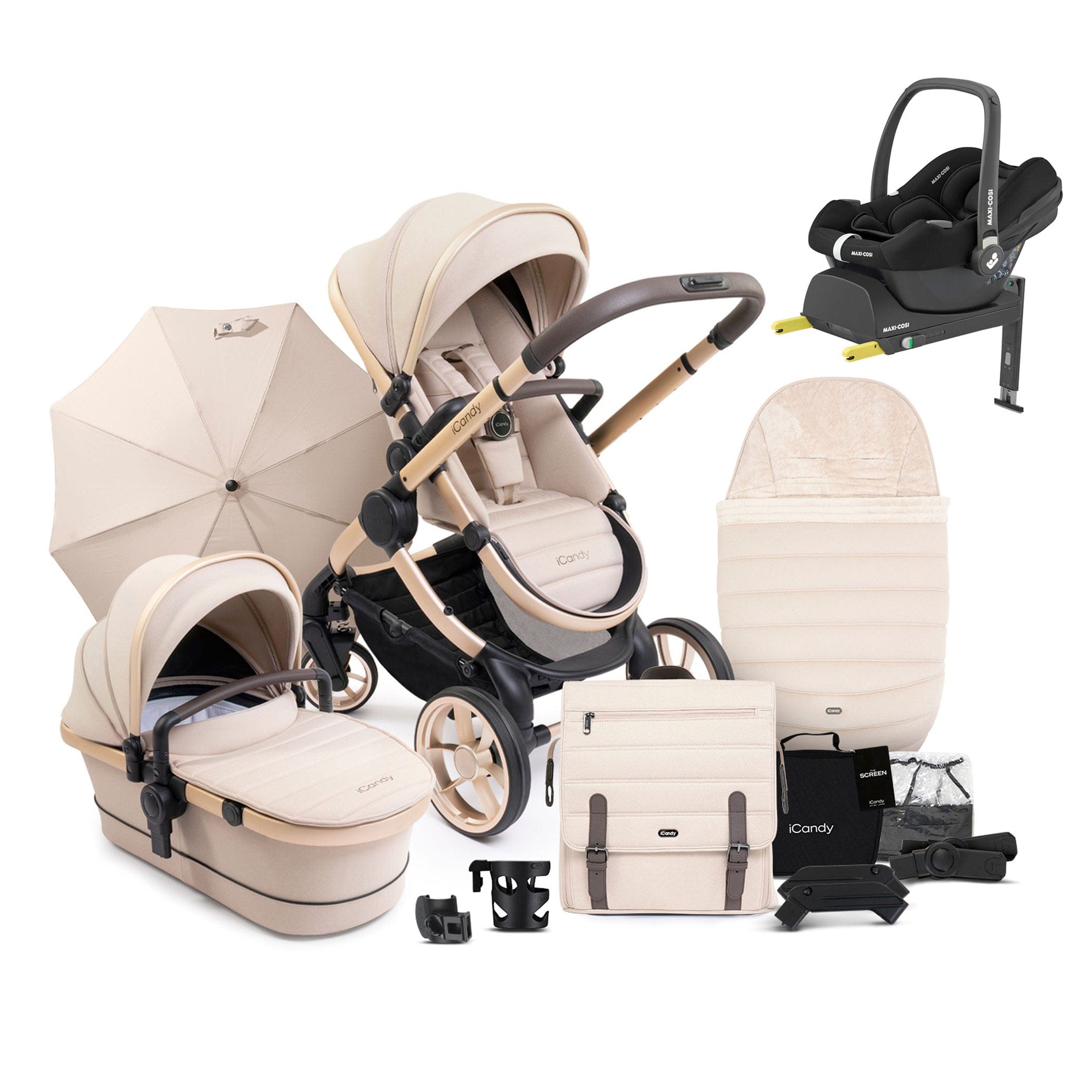 iCandy Peach 7 Complete Maxi-Cosi Bundle in Biscotti Travel Systems 15898-BIS 5010334052441