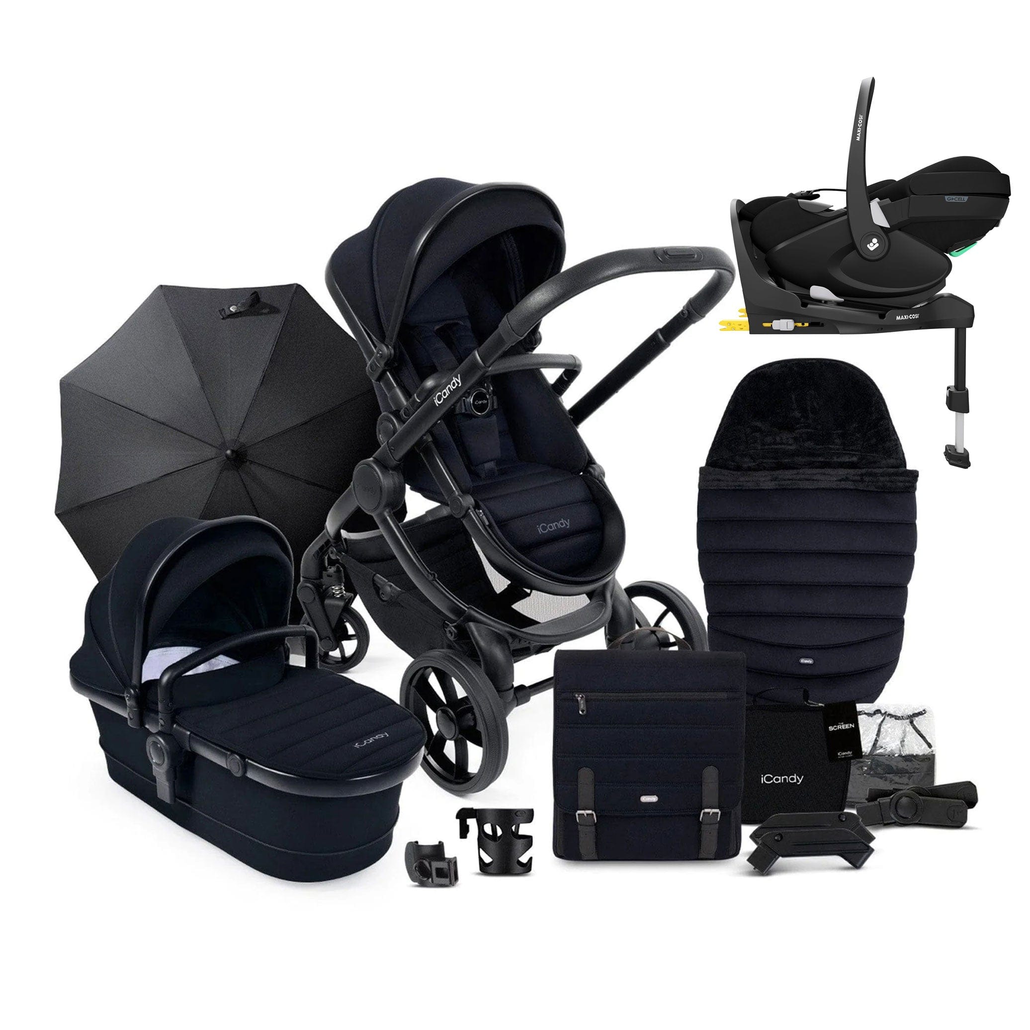 iCandy Peach 7 Complete Maxi-Cosi Bundle in Black Travel Systems 15896-BLK-2 5010334048093