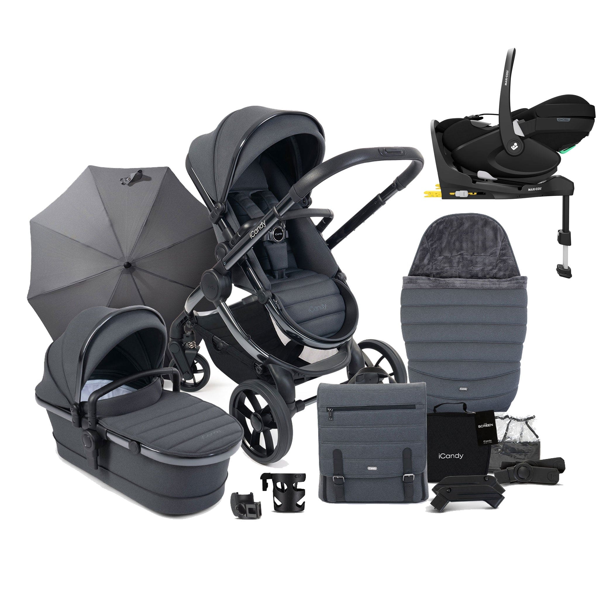iCandy Peach 7 Complete Maxi-Cosi Bundle in Dark Grey Travel Systems 15893-DAR-GRY-2 5010334048086