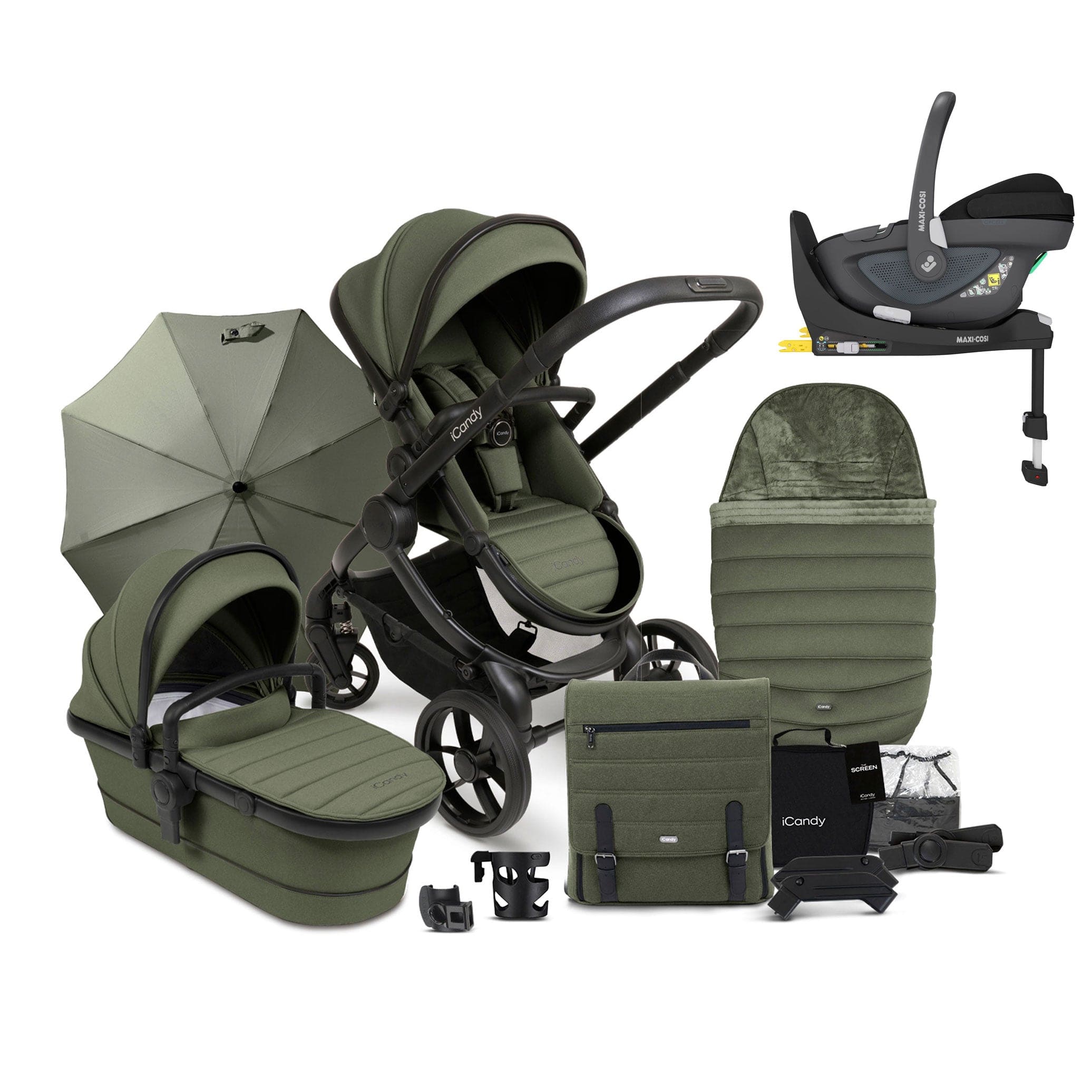 iCandy Peach 7 Complete Maxi-Cosi Bundle in Ivy Travel Systems 15903-IVY-1 5010334056784