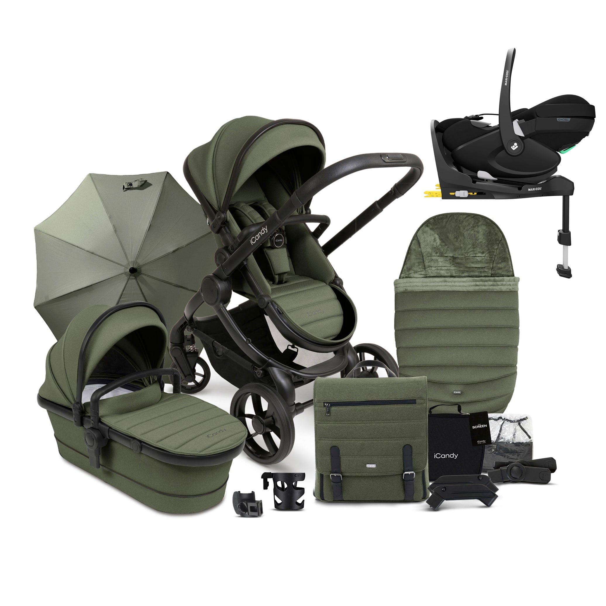 iCandy Peach 7 Complete Maxi-Cosi Bundle in Ivy Travel Systems 15903-IVY-2 5010334056784